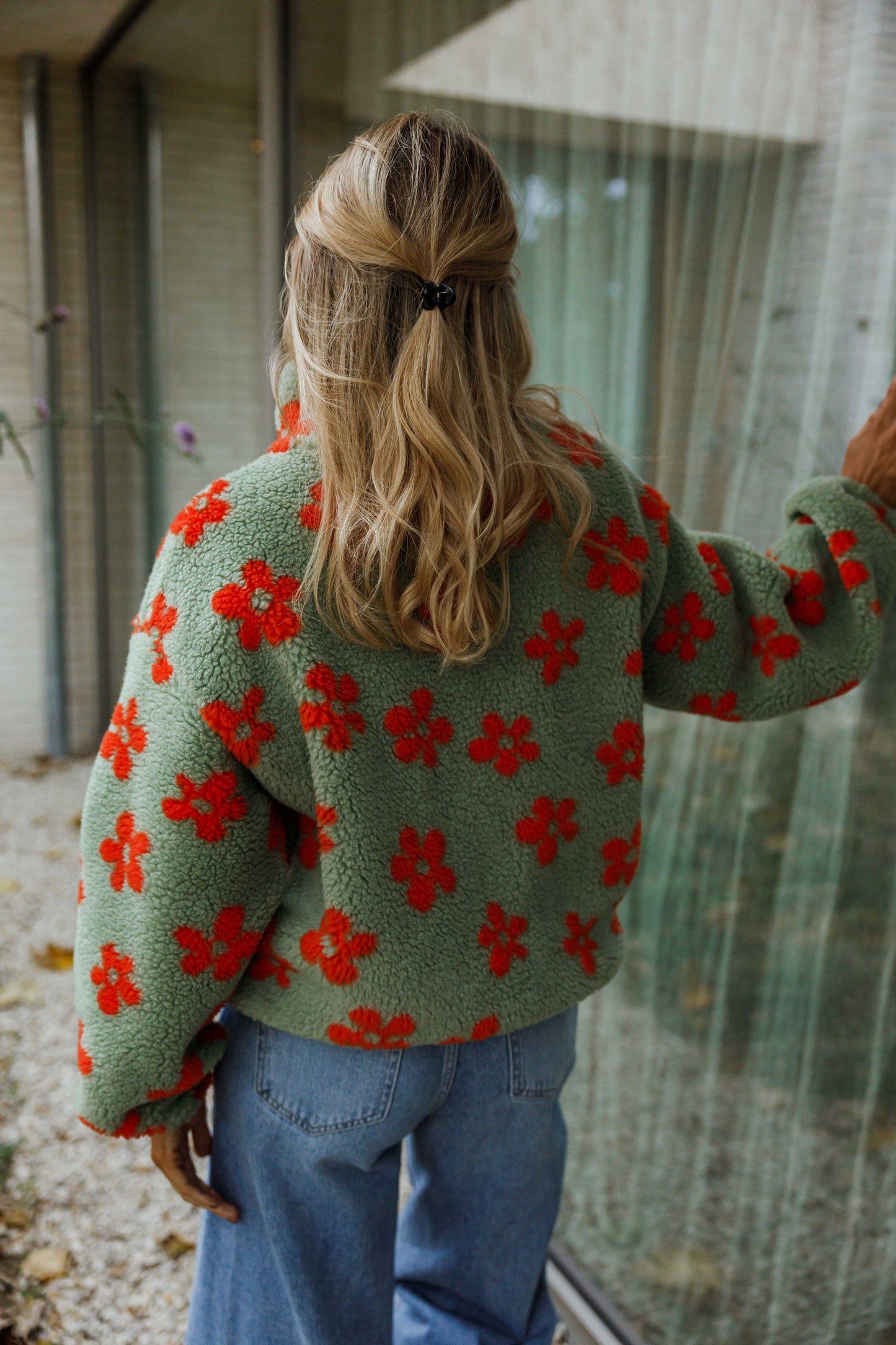 Khaki and Orange Sael Fleece Jacket