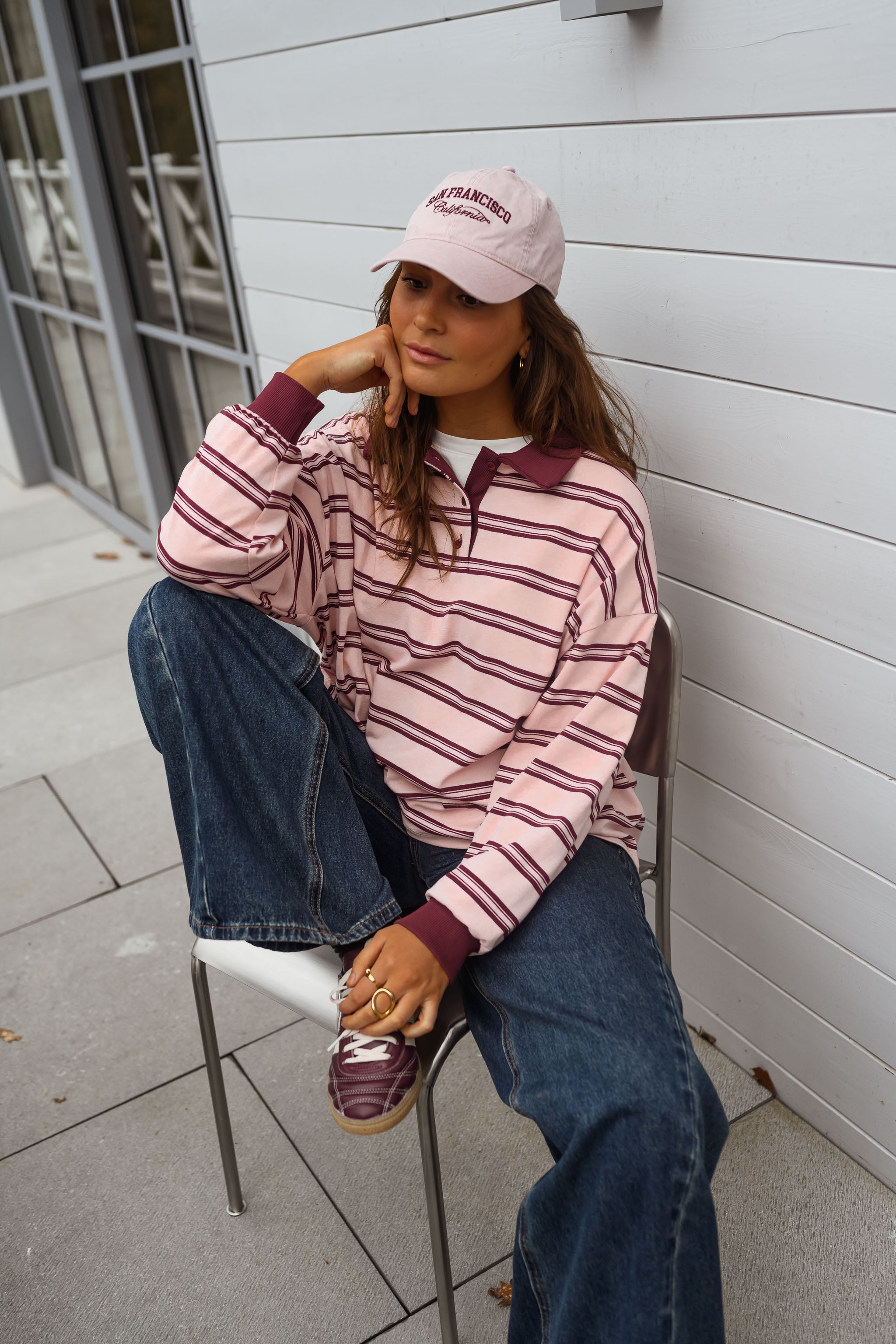 Pink and Burgundy Amilia Polo Shirt