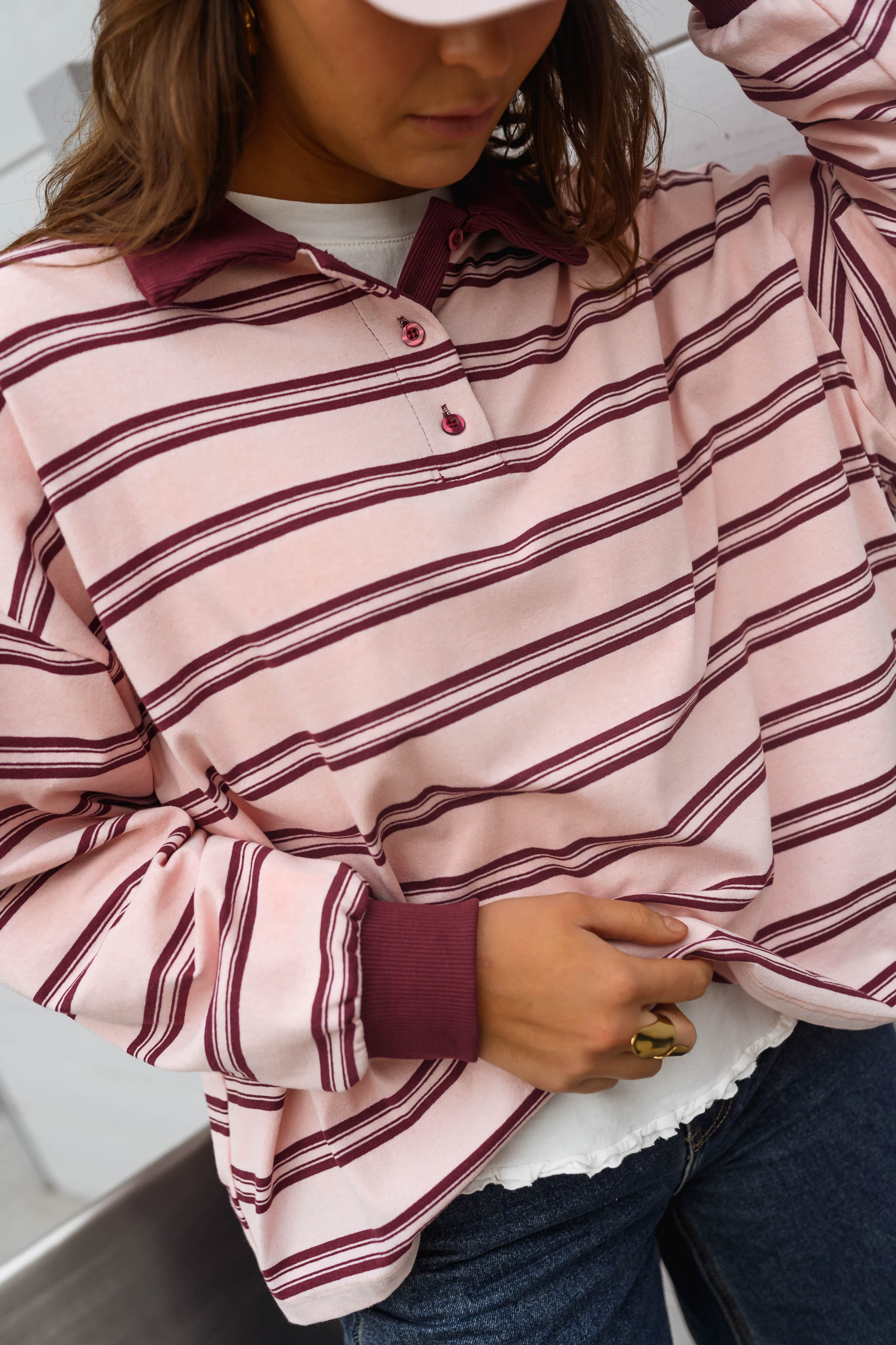 Pink and Burgundy Amilia Polo Shirt