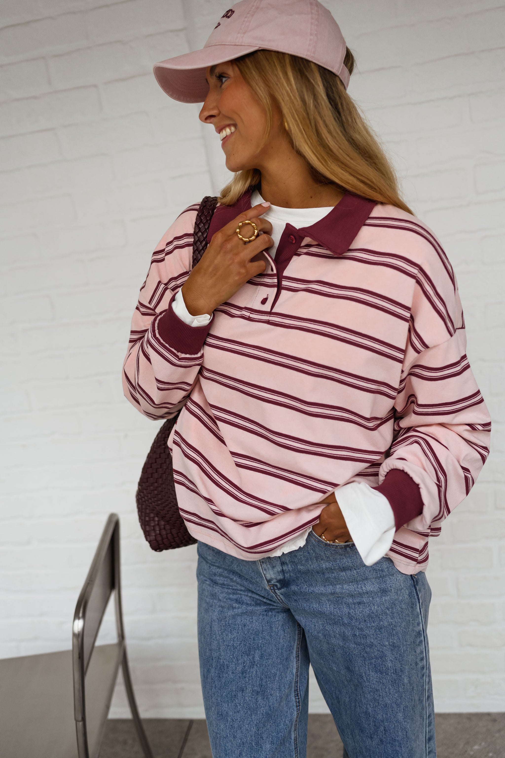 Pink and Burgundy Amilia Polo Shirt