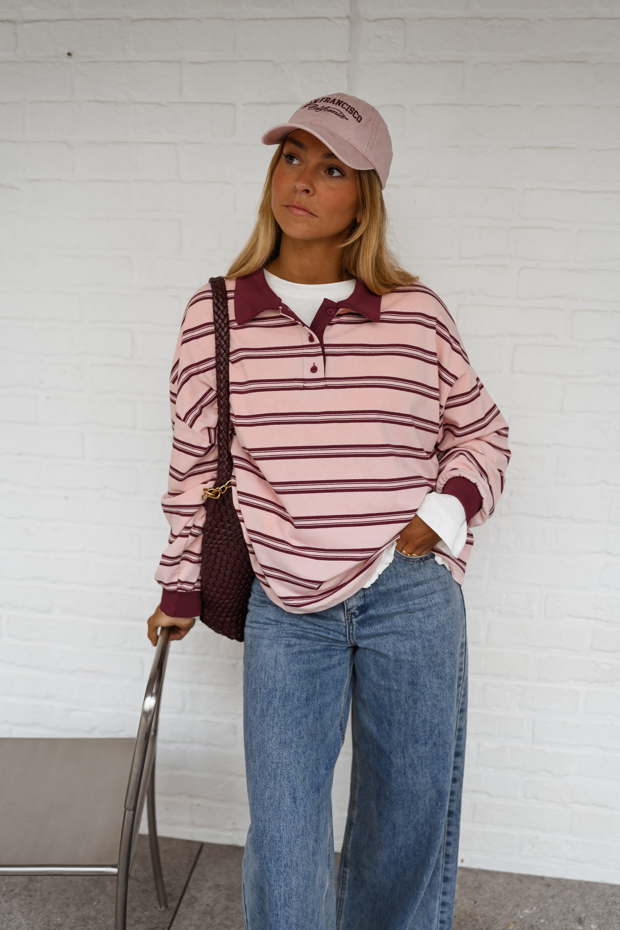 Pink and Burgundy Amilia Polo Shirt