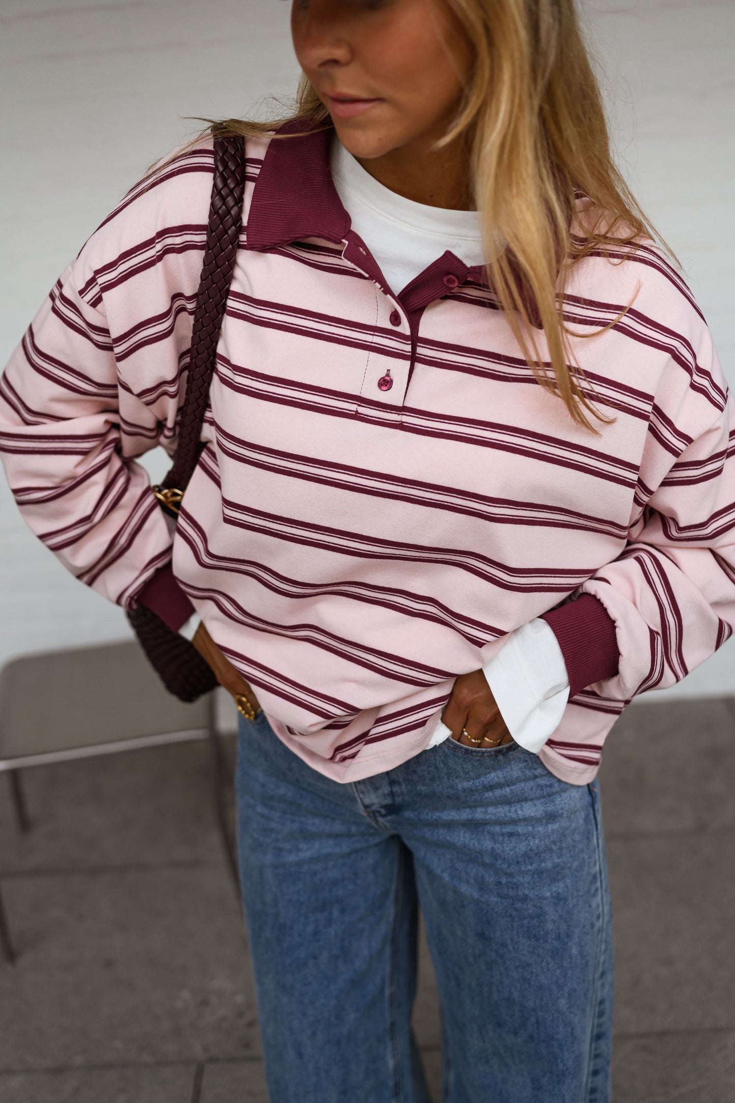 Pink and Burgundy Amilia Polo Shirt