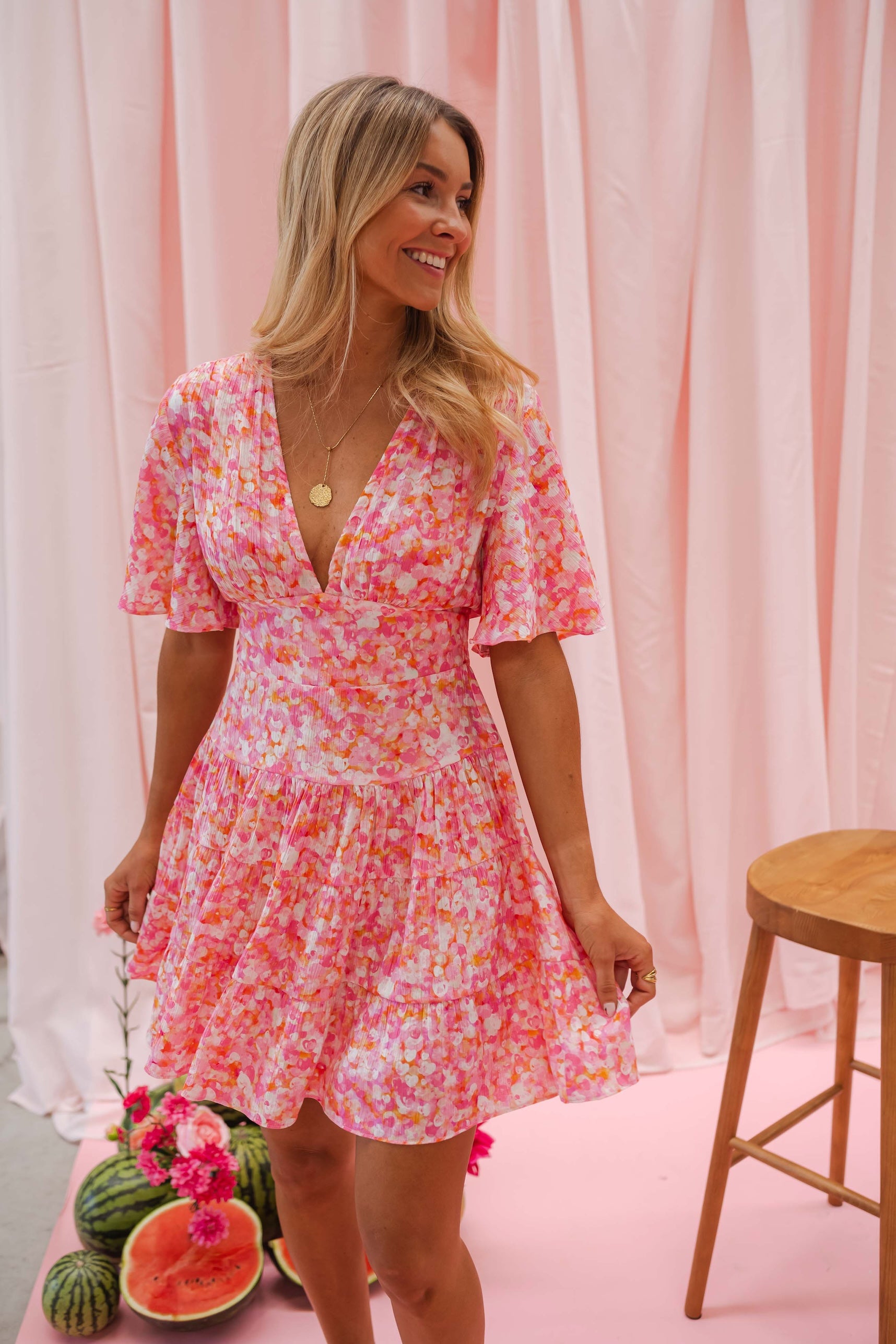 Pink Floral Doly Dress