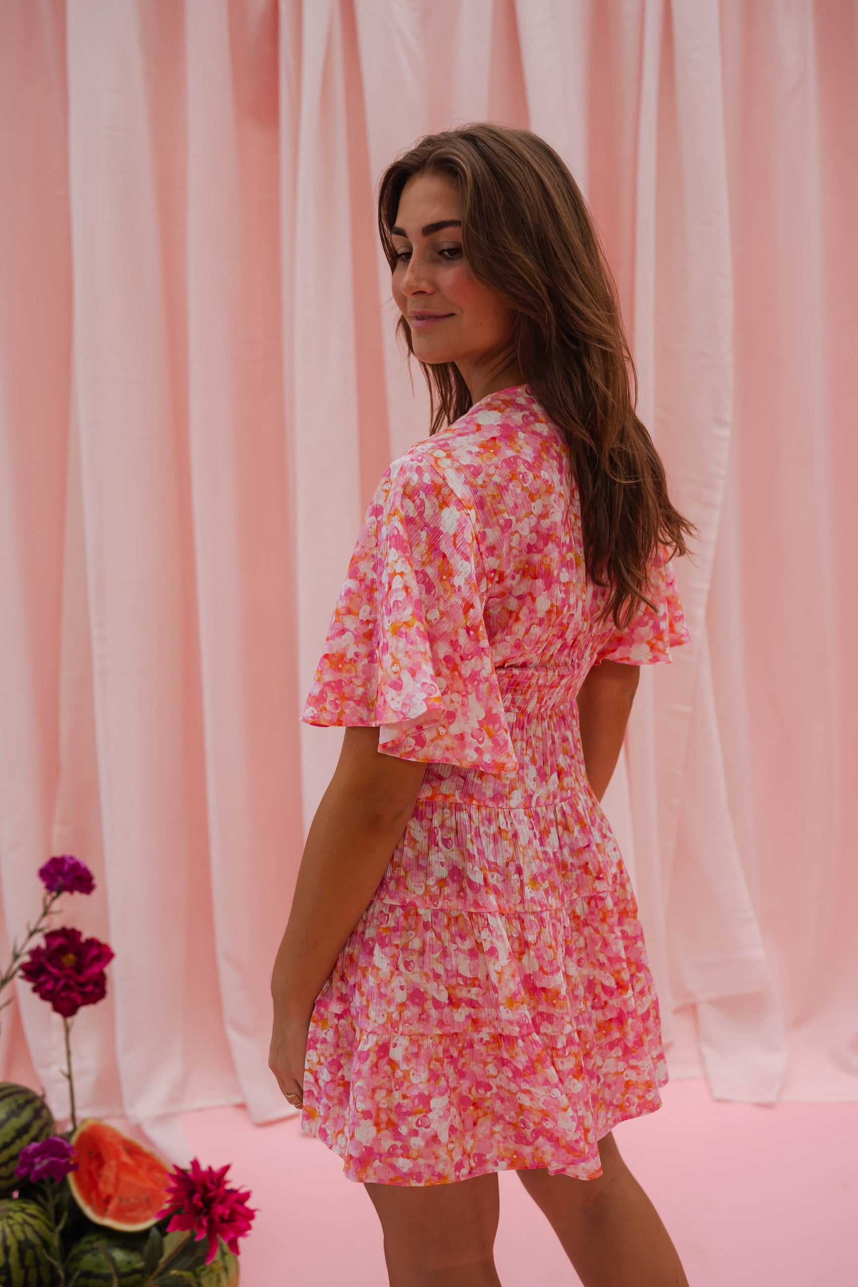 Pink Floral Doly Dress