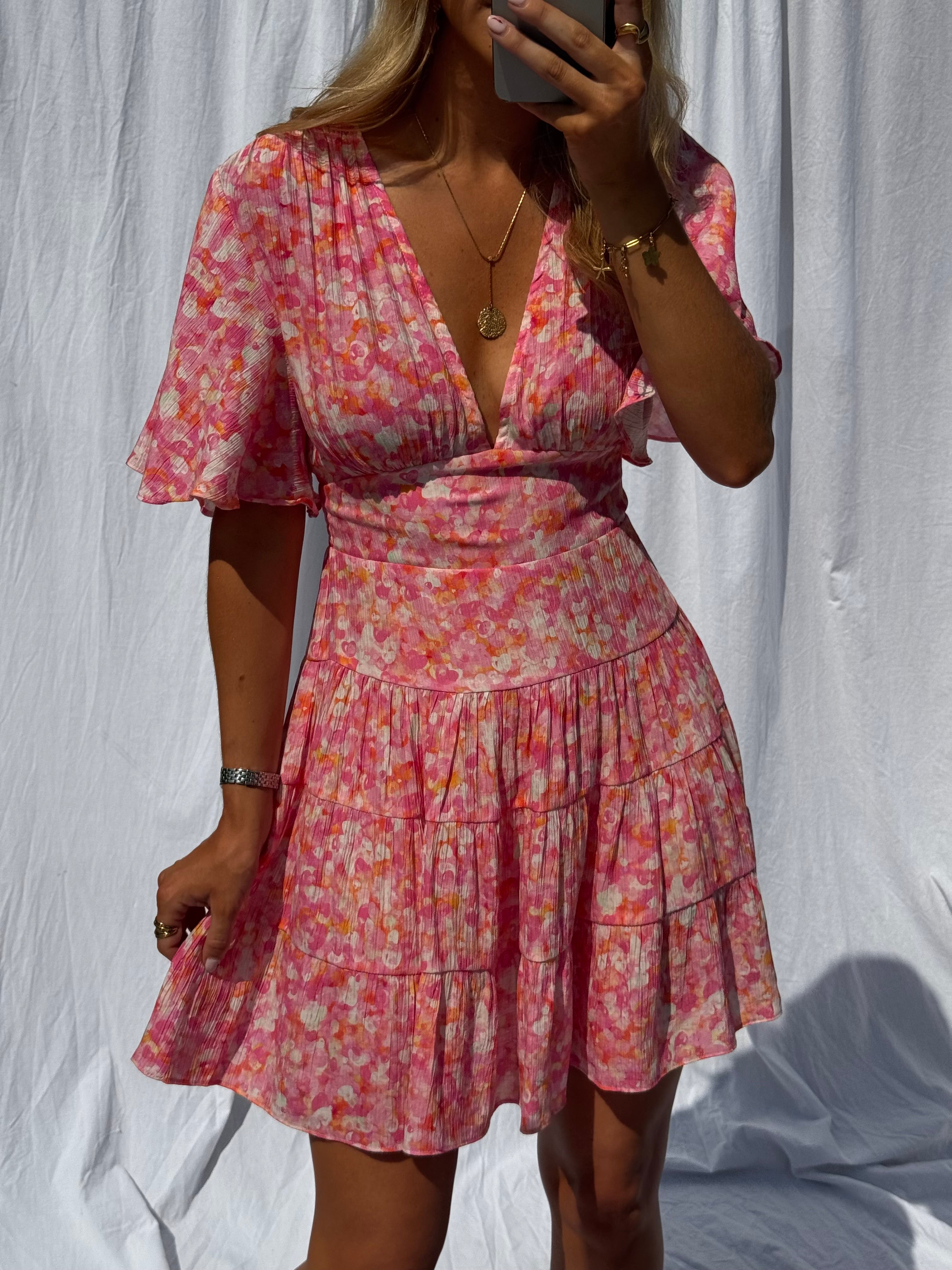 Pink Floral Doly Dress