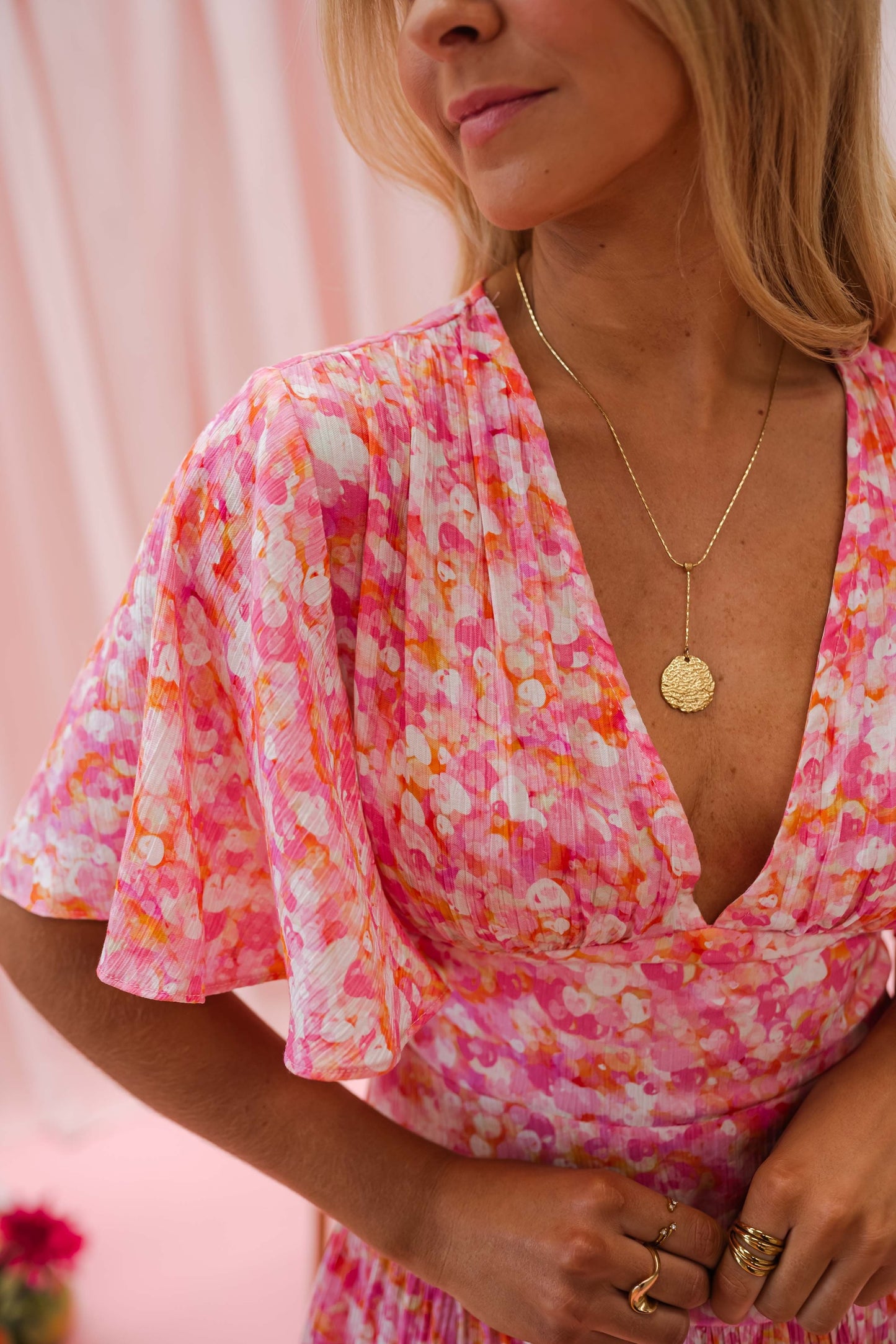 Pink Floral Doly Dress