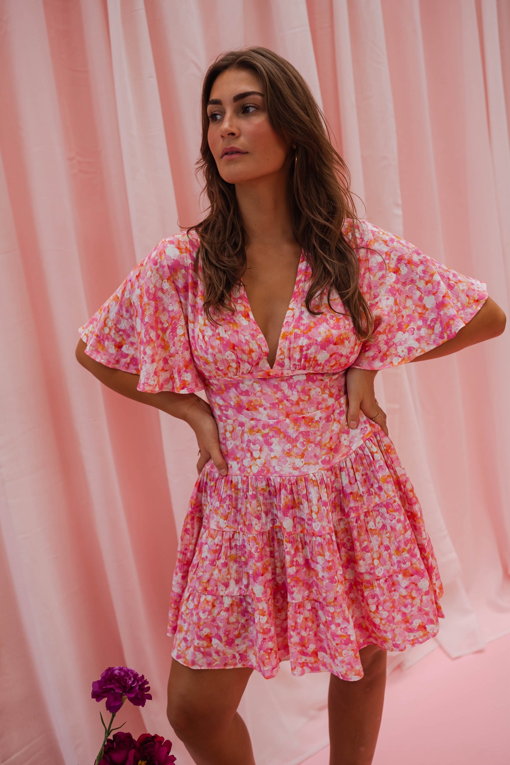 Pink Floral Doly Dress