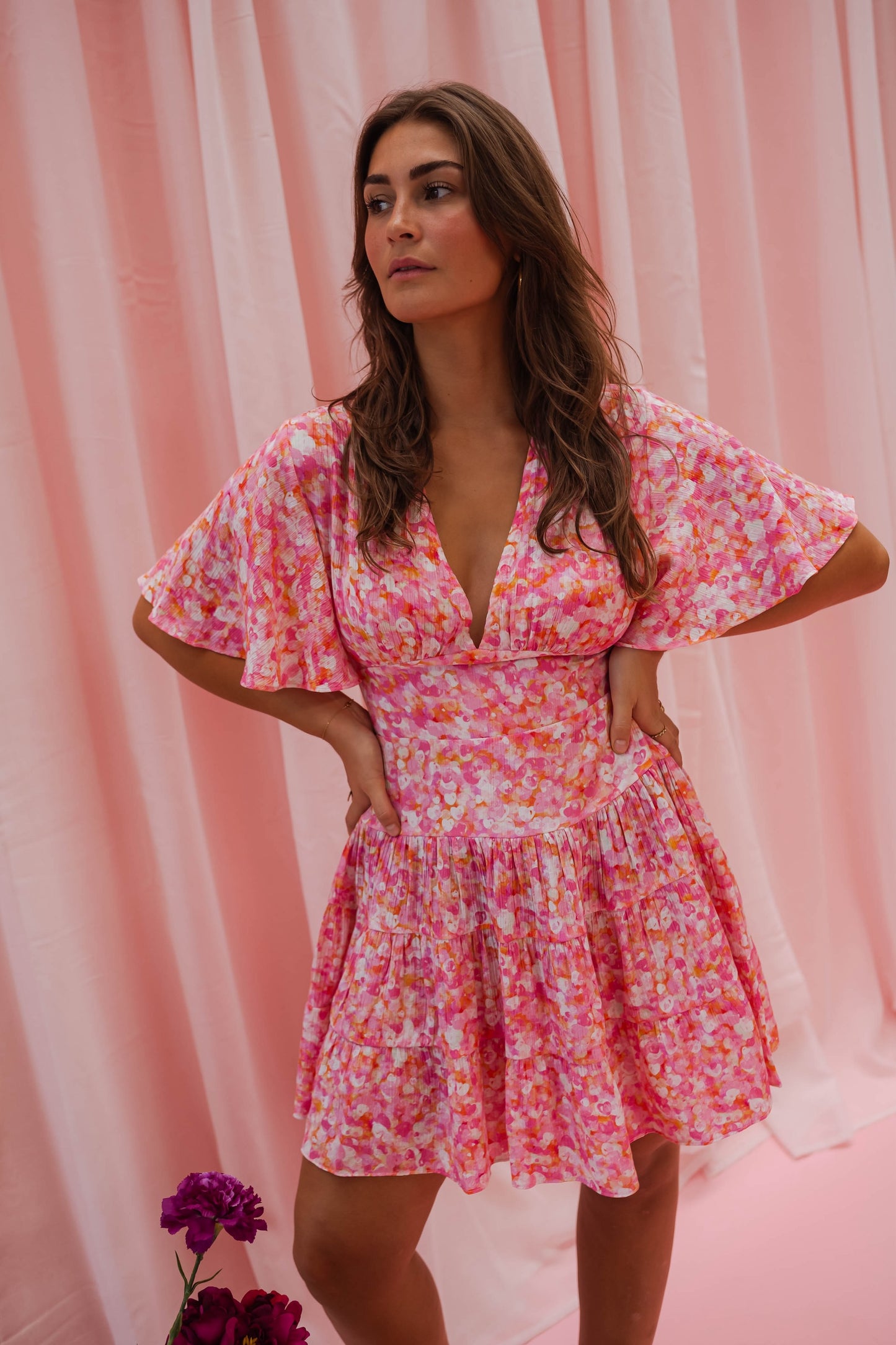Pink Floral Doly Dress