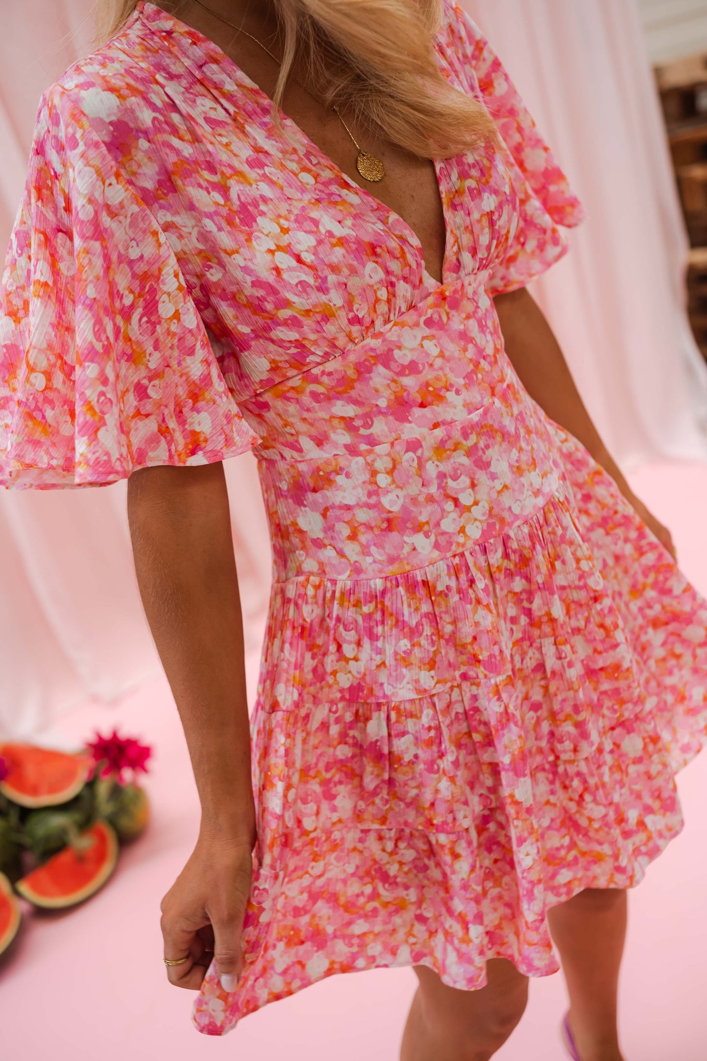 Pink Floral Doly Dress