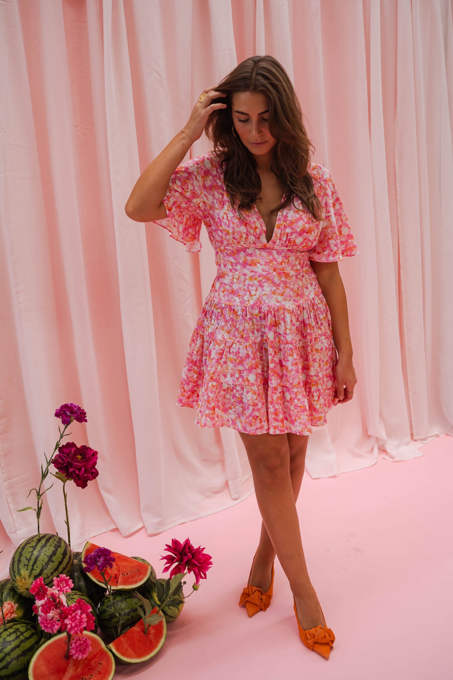 Pink Floral Doly Dress