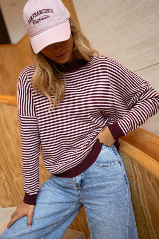 Pink and Red Striped Leona Sweater