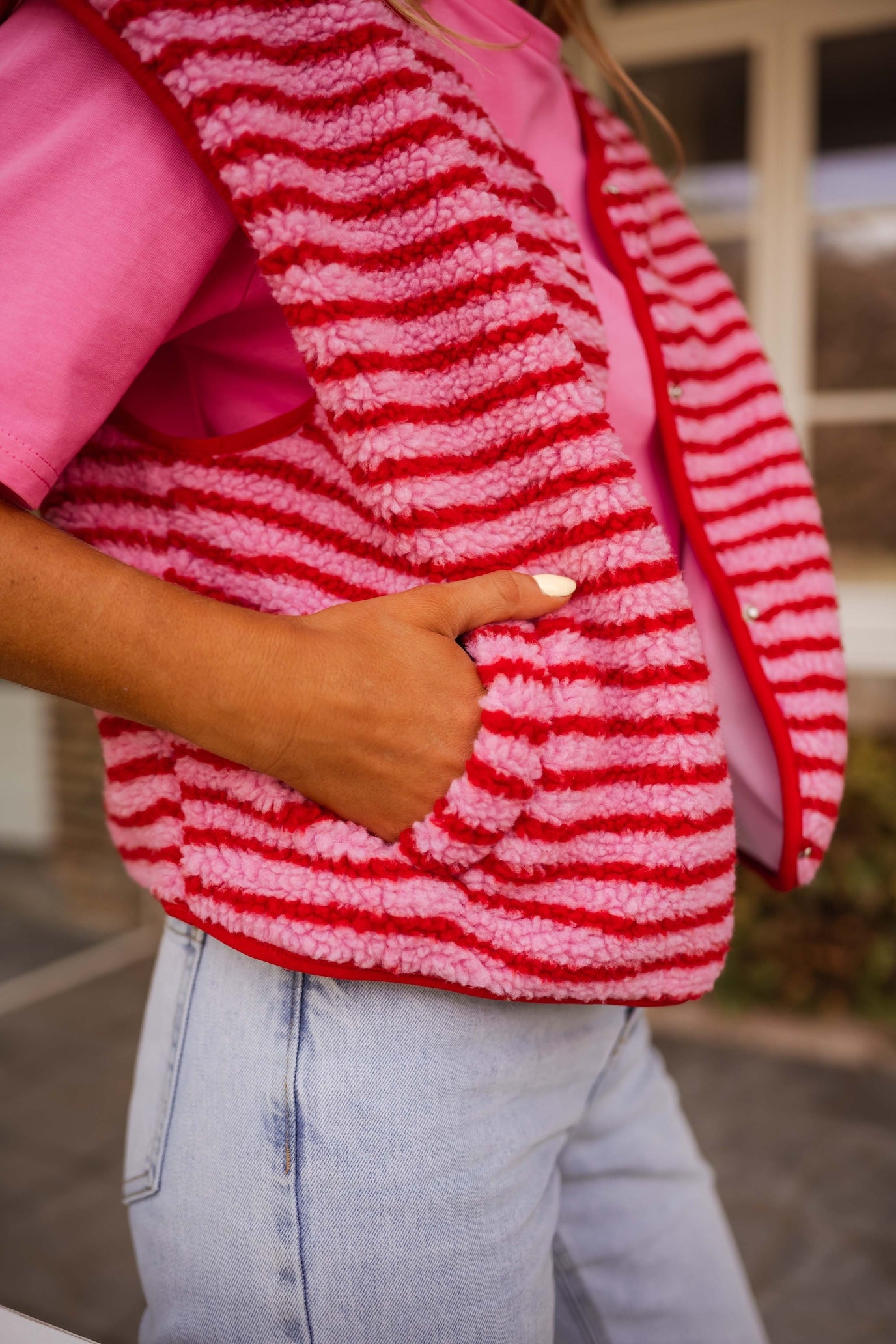 Pink and Red Striped Taoh Vest