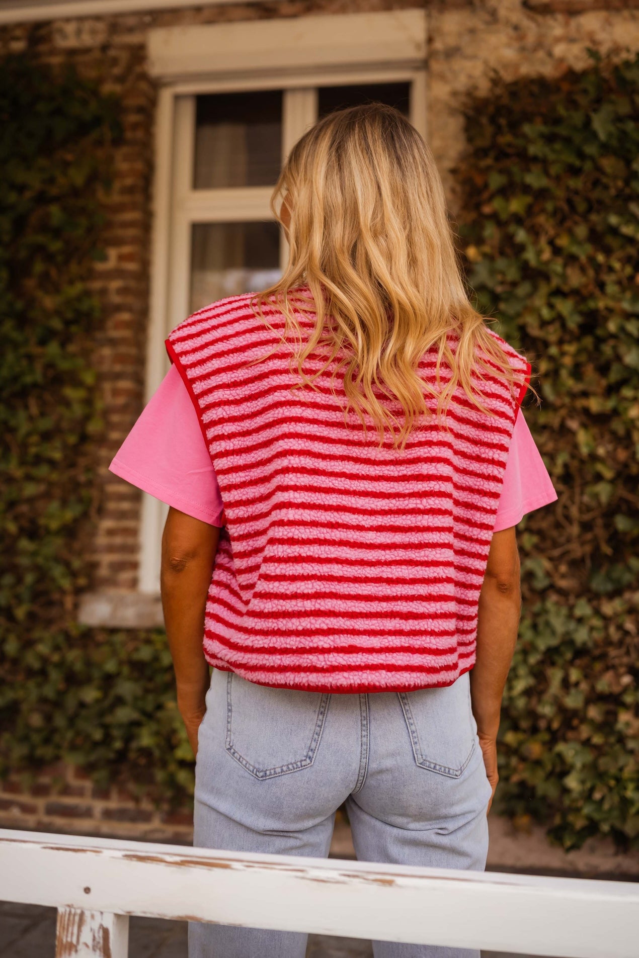 Pink and Red Striped Taoh Vest