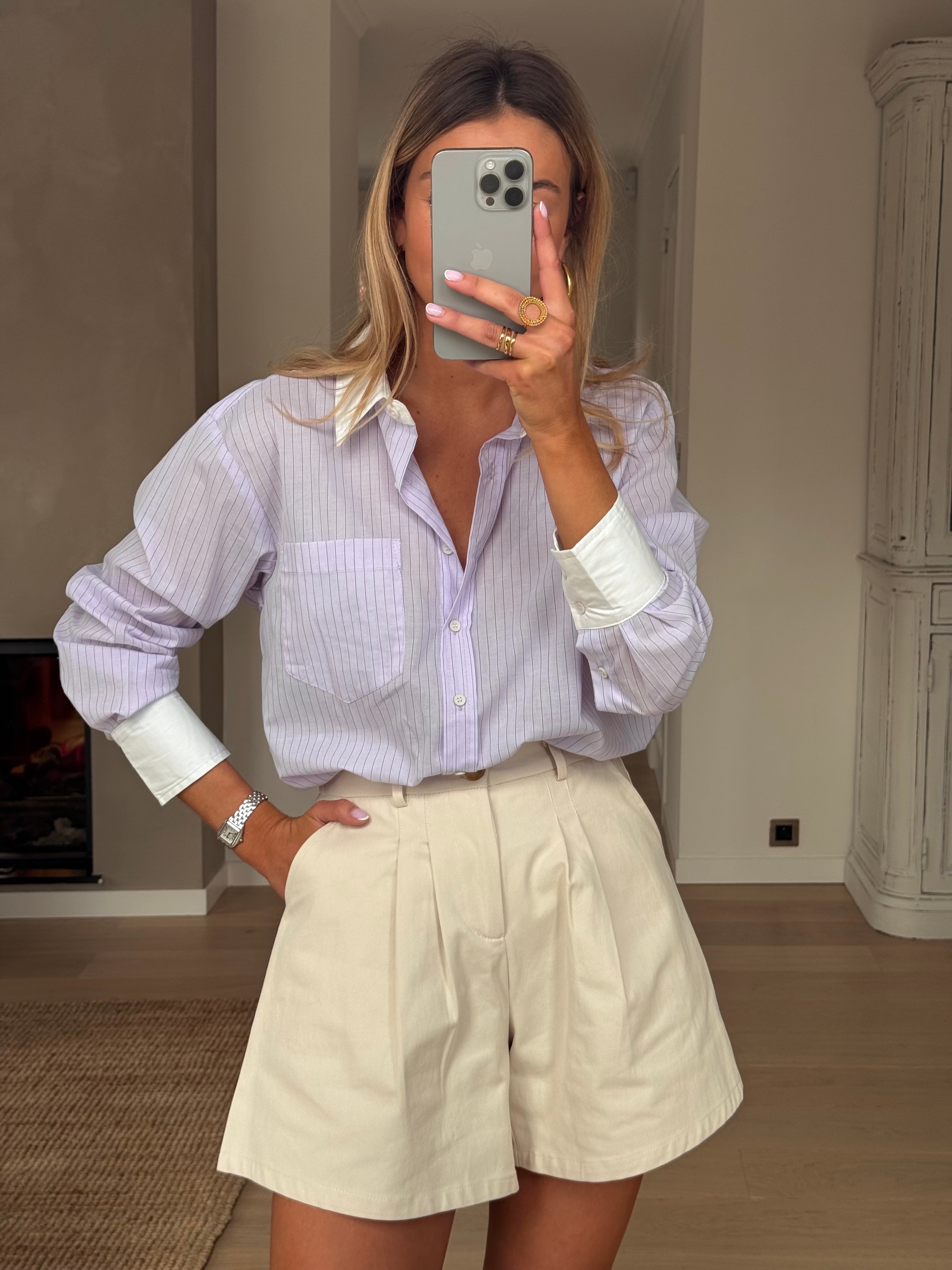 Purple Striped Fato Shirt