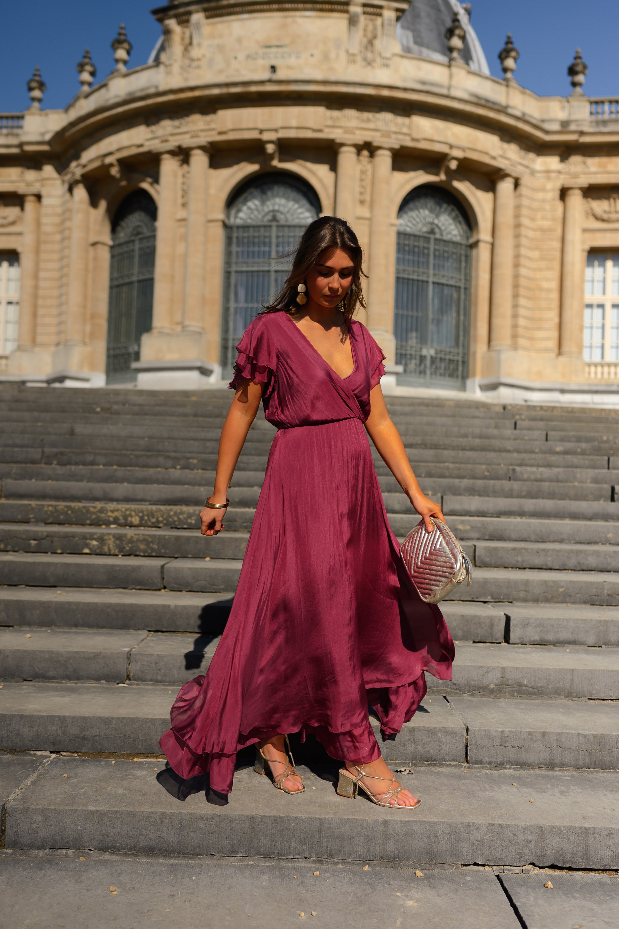 Raspberry Silk Francoise Dress