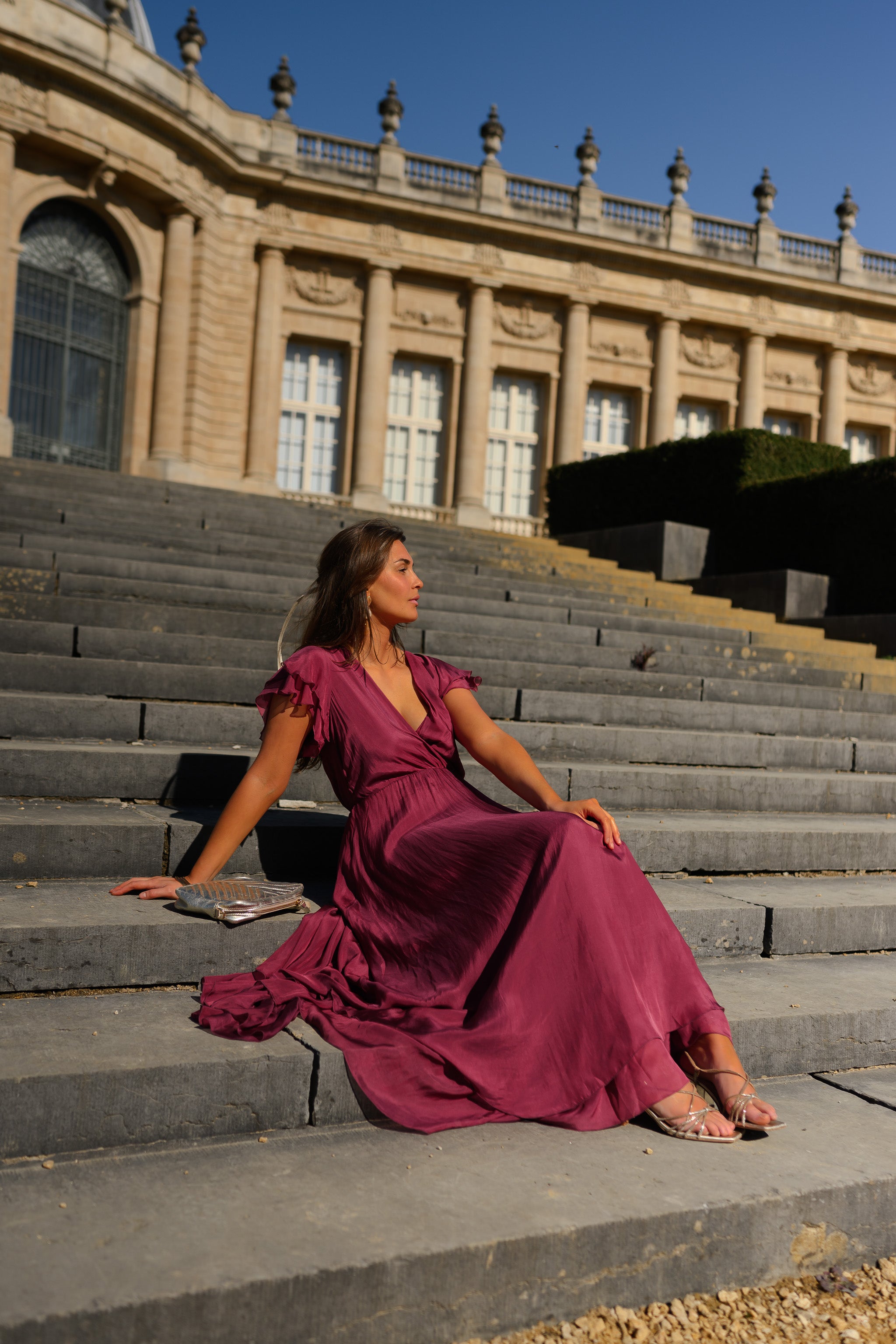 Raspberry Silk Francoise Dress