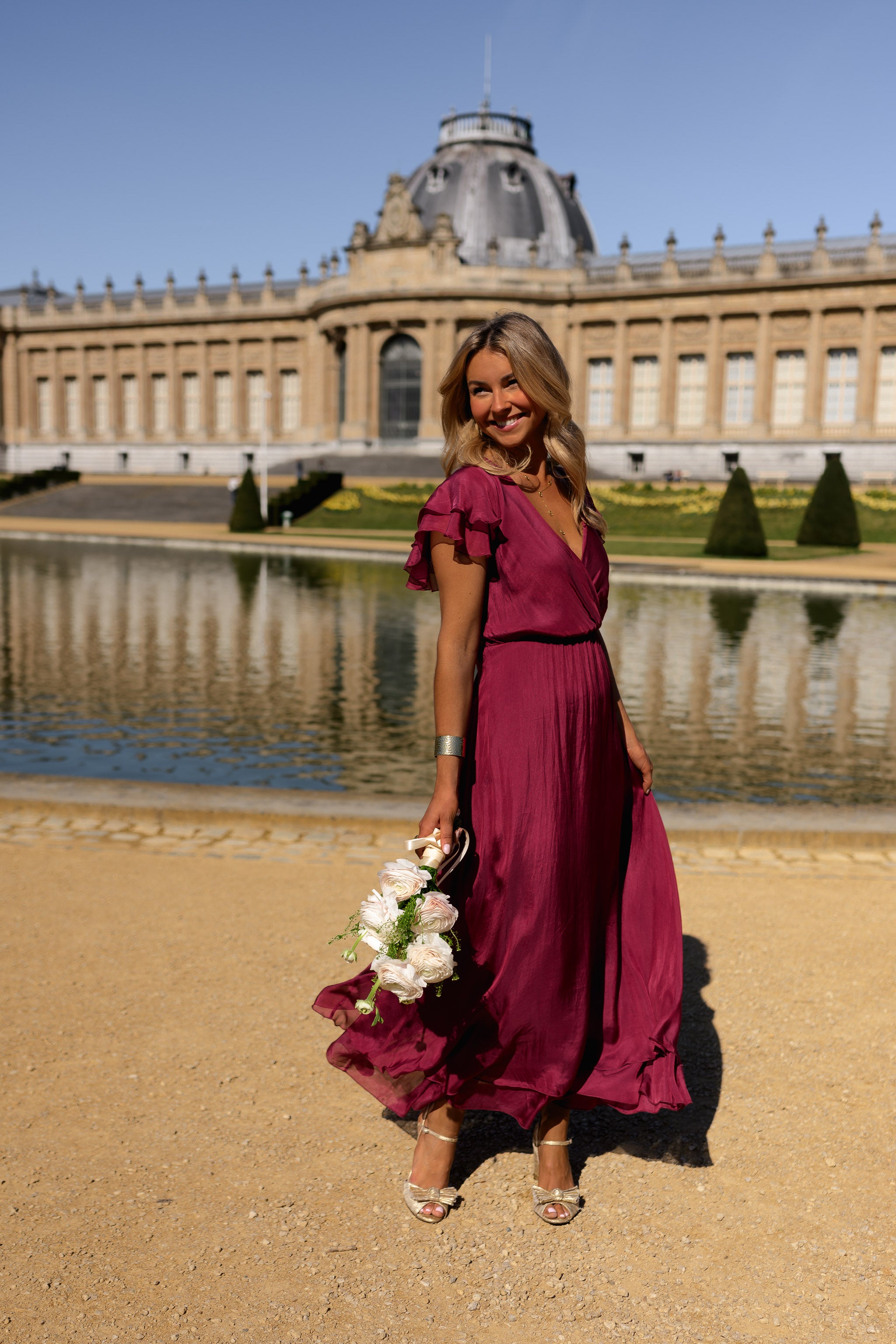 Raspberry Silk Francoise Dress
