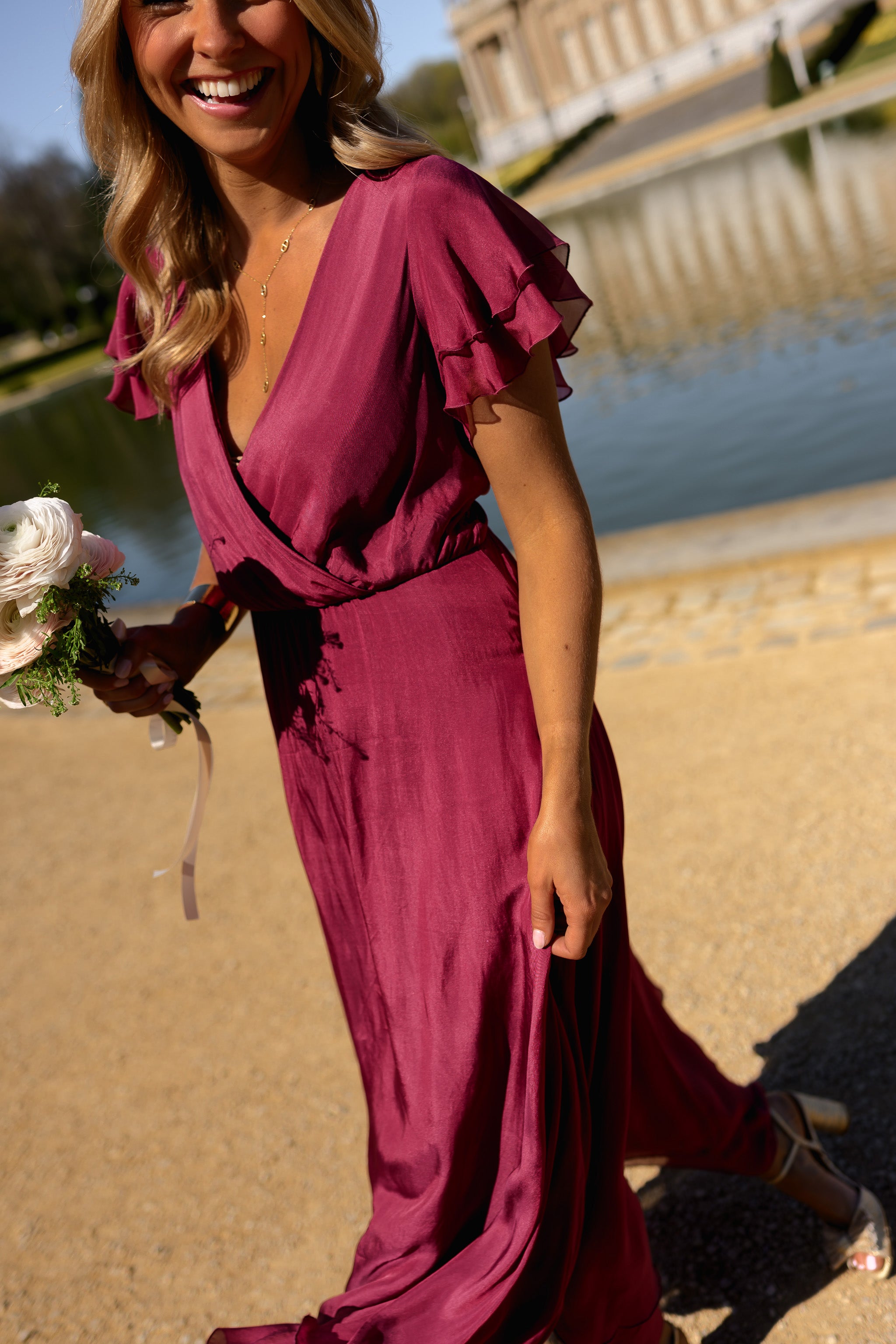 Raspberry Silk Francoise Dress