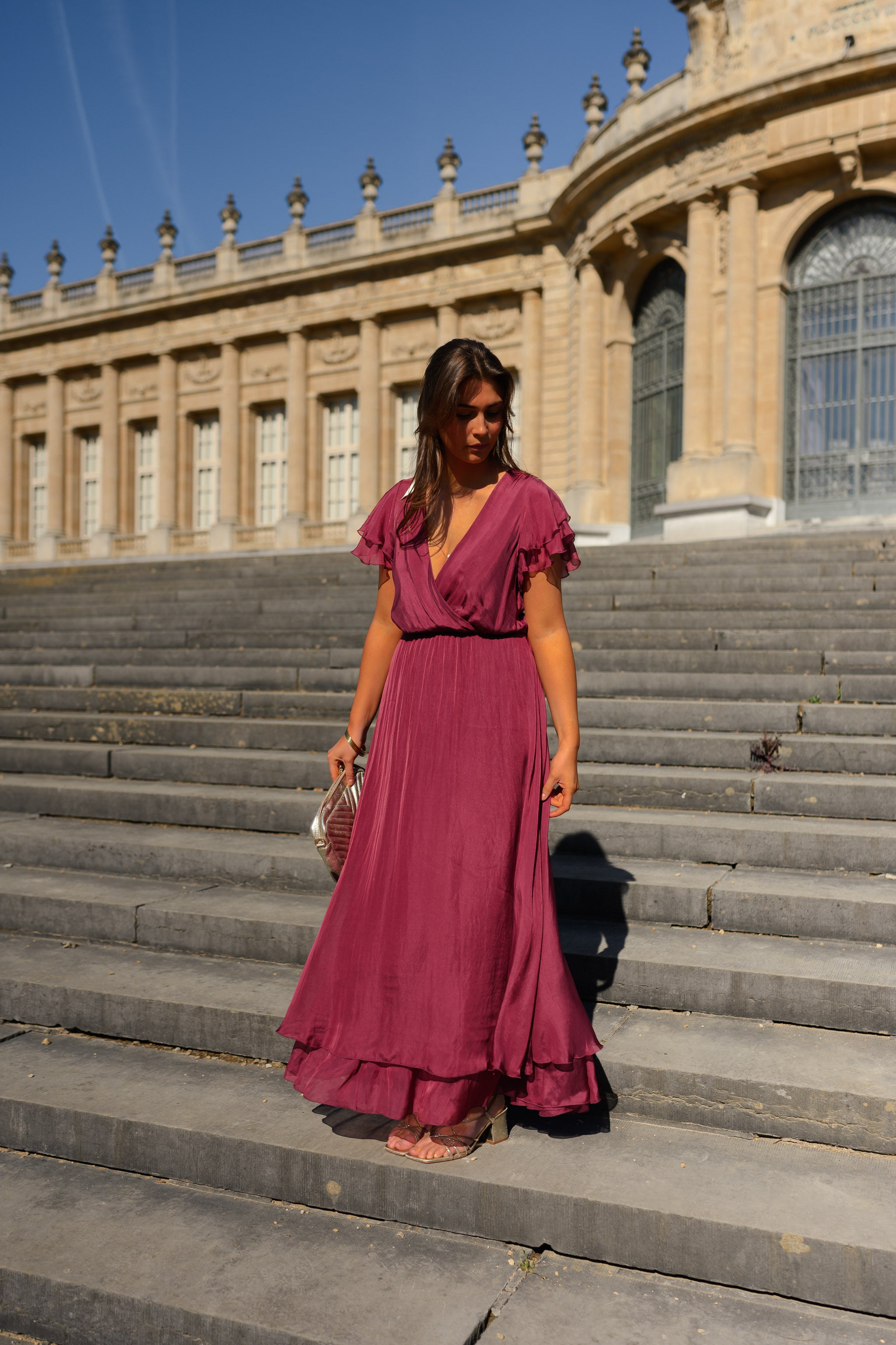Raspberry Silk Francoise Dress
