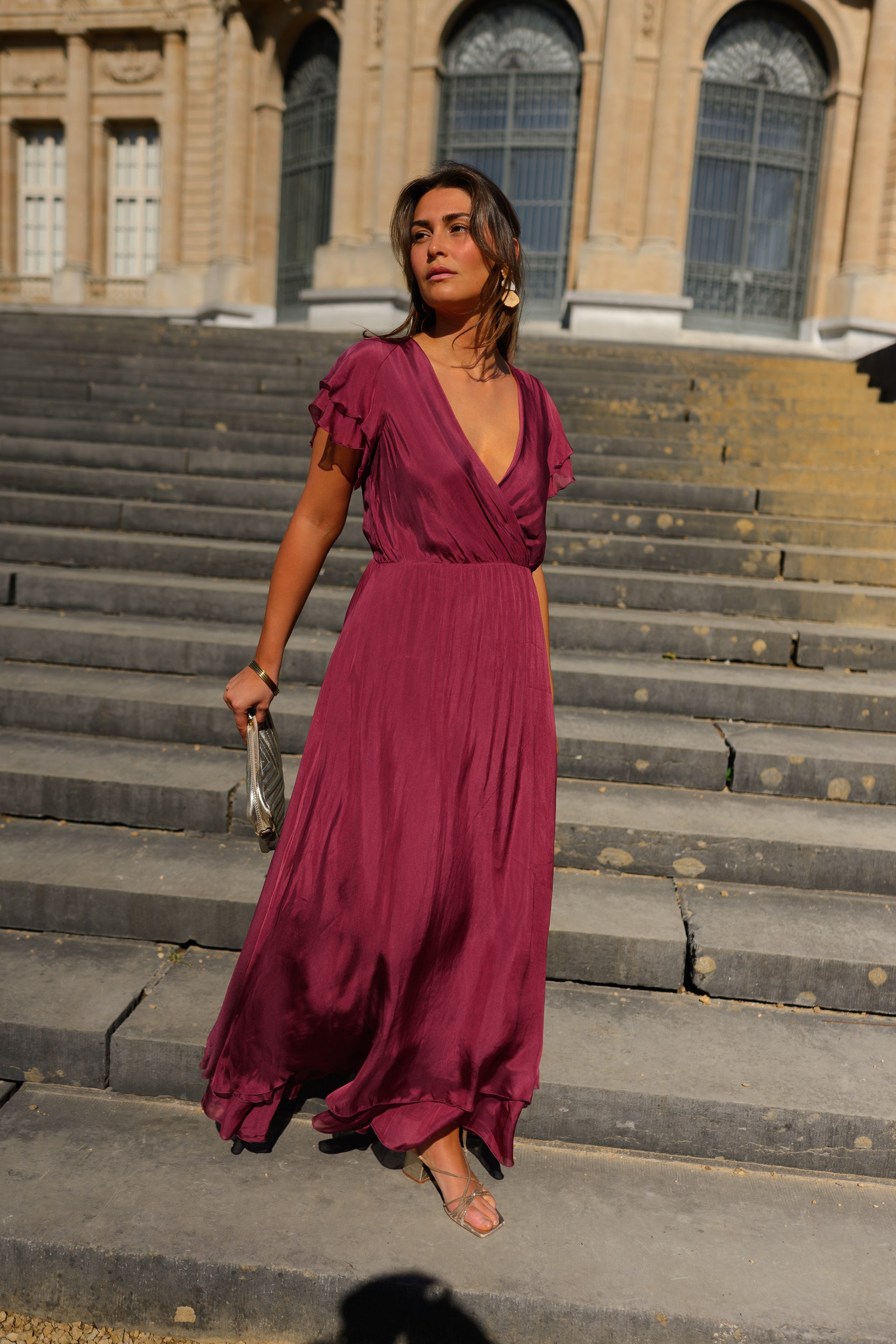 Raspberry Silk Francoise Dress