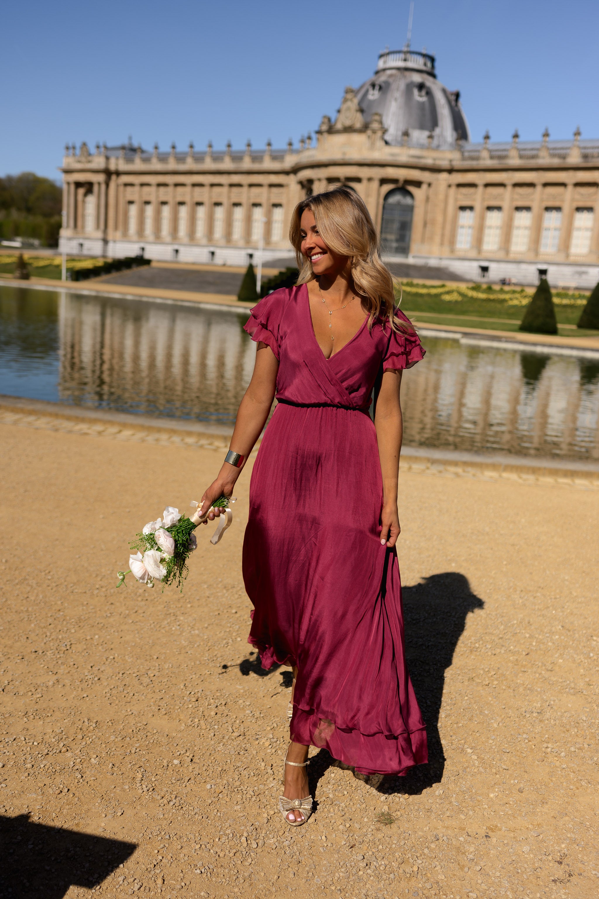 Raspberry Silk Francoise Dress
