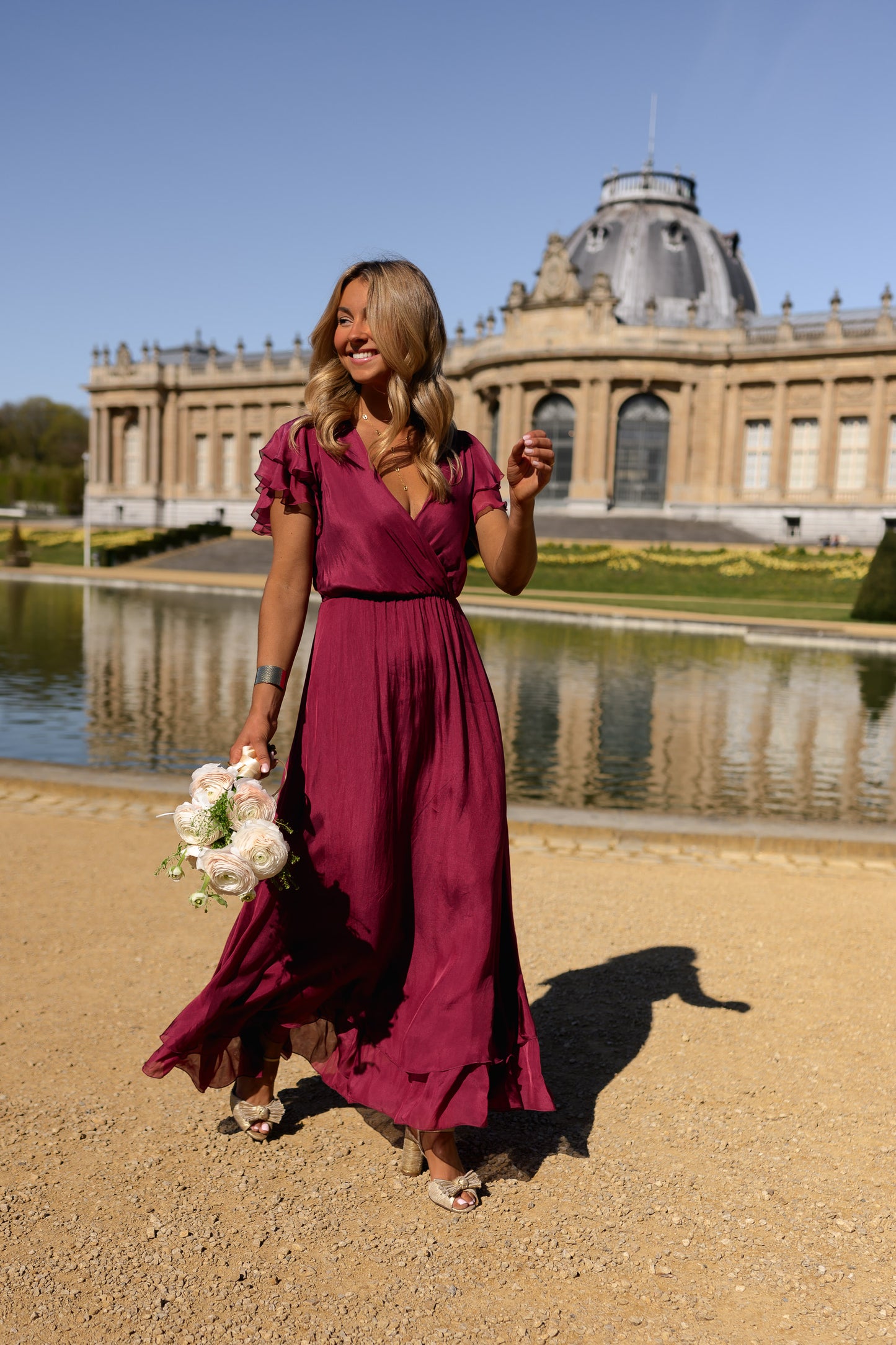 Raspberry Silk Francoise Dress