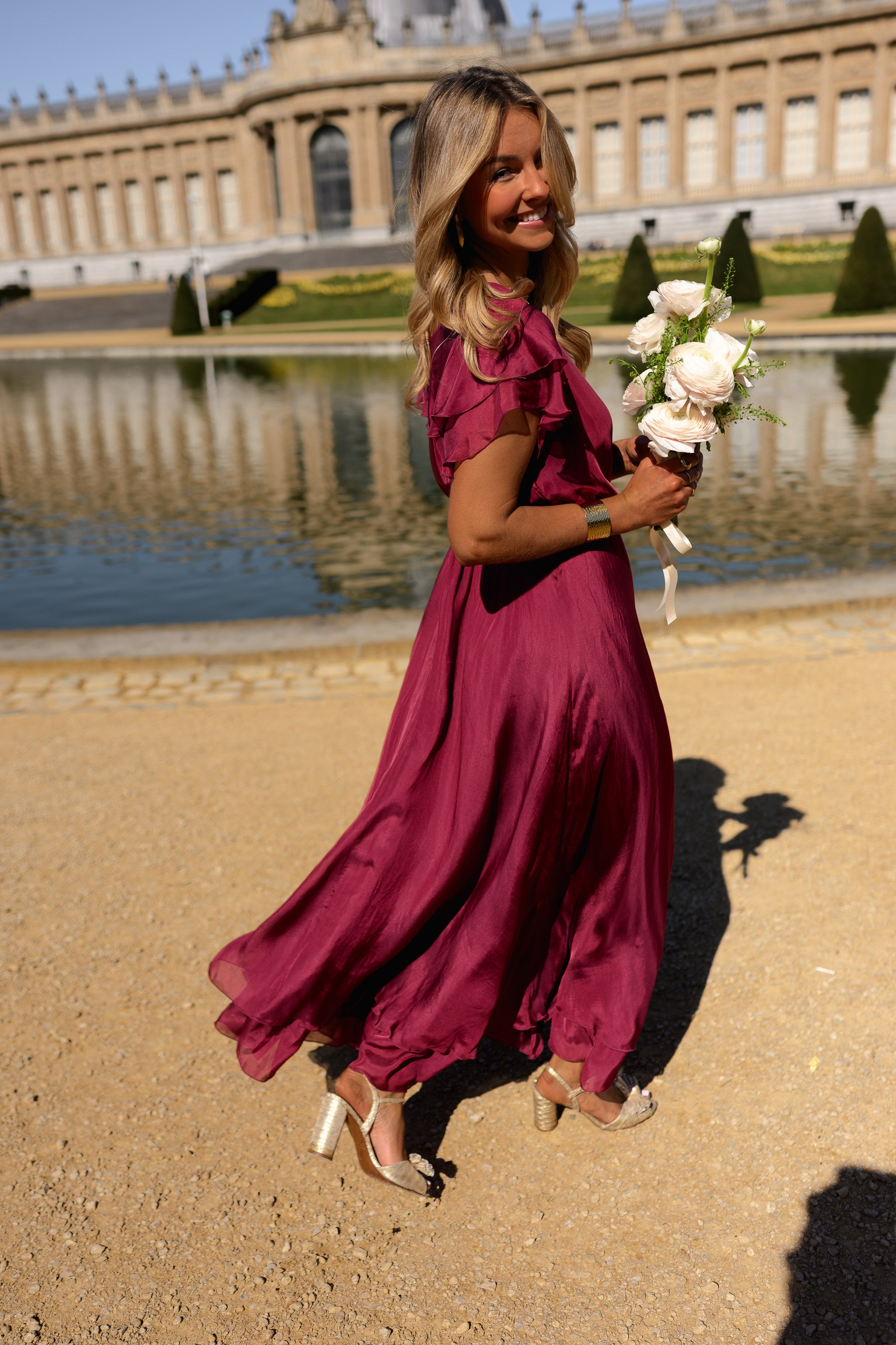 Raspberry Silk Francoise Dress