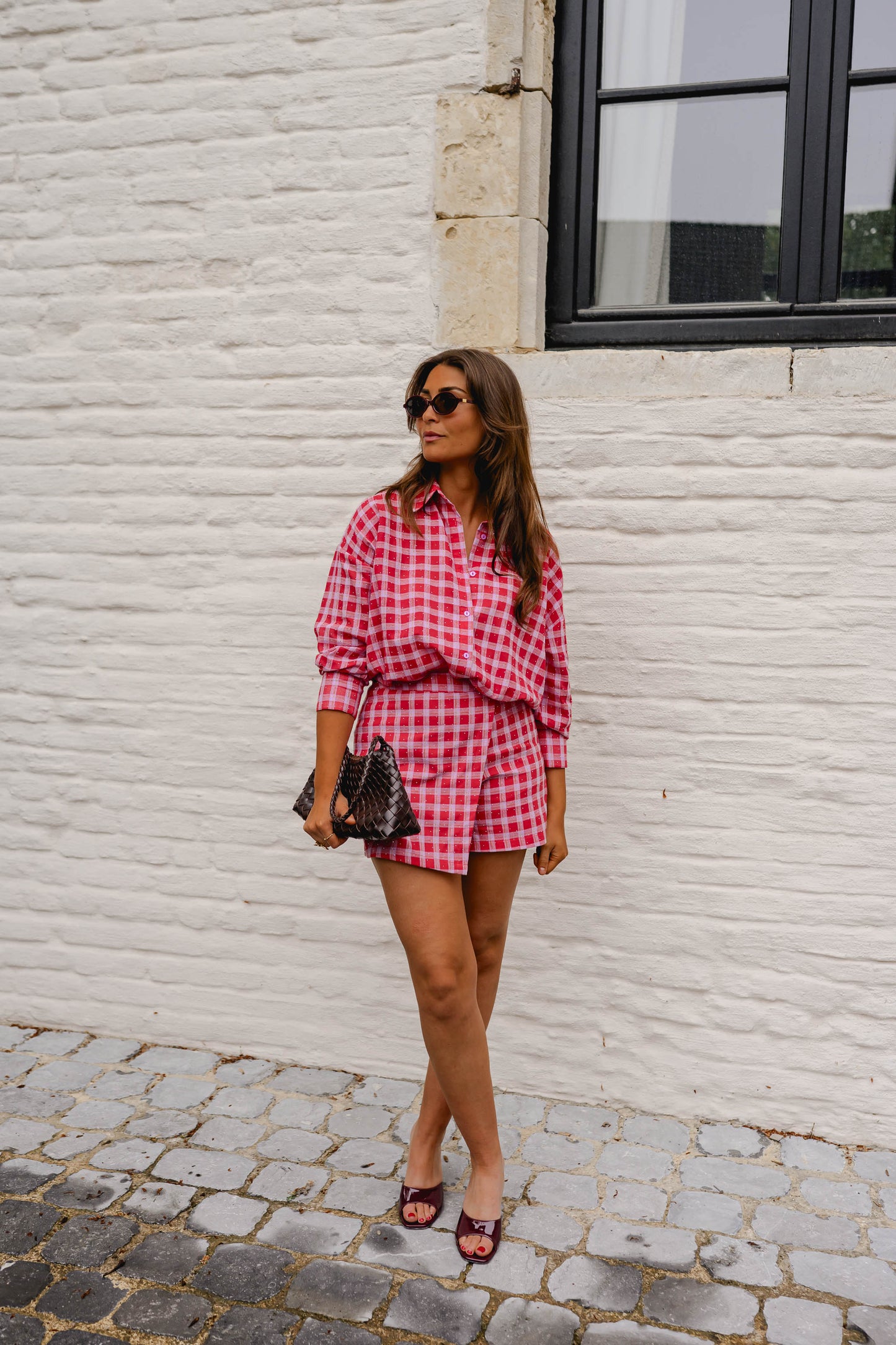 Red And Pink Plaid Cyrille Skort