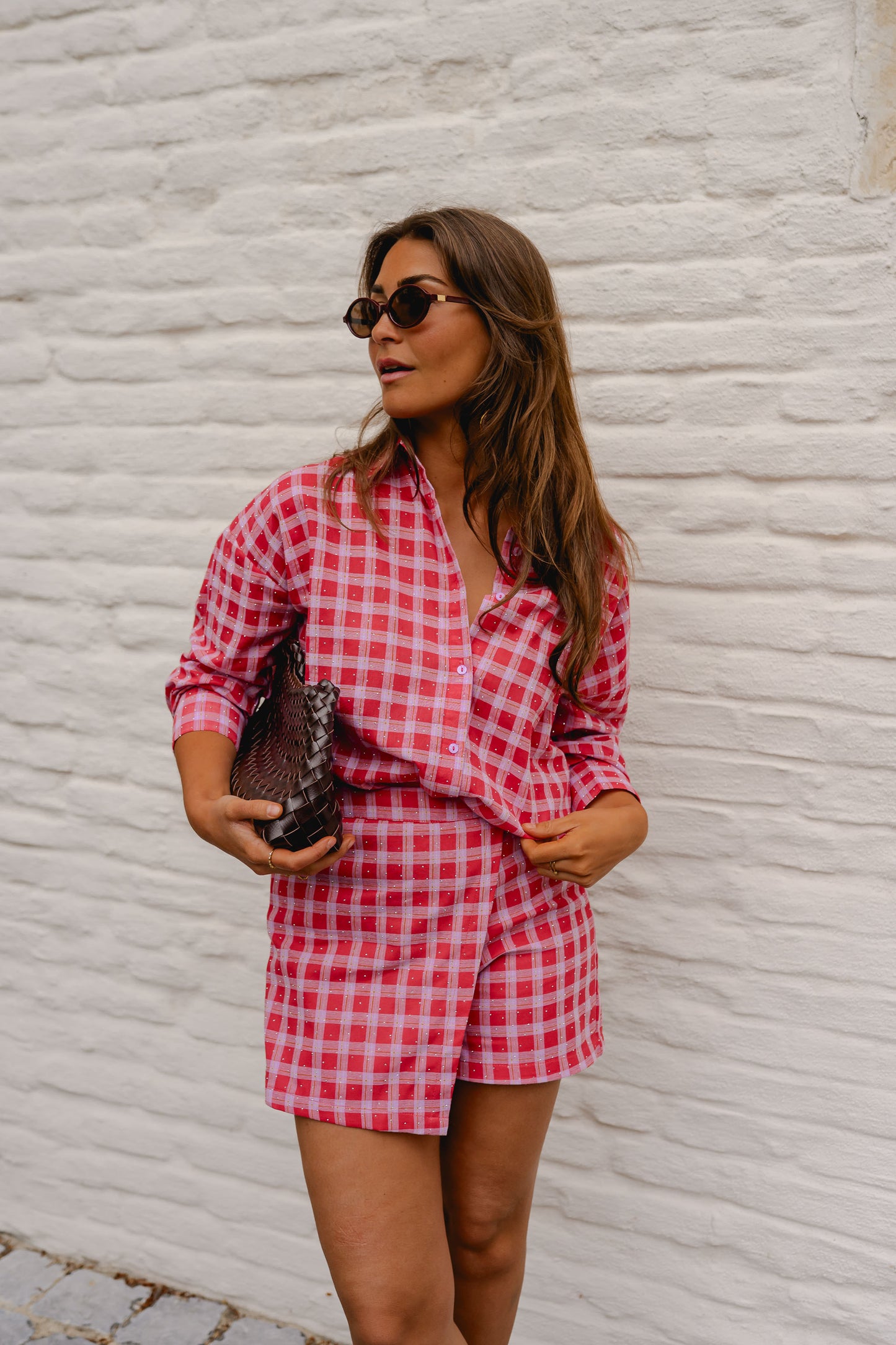 Red And Pink Plaid Cyrille Skort