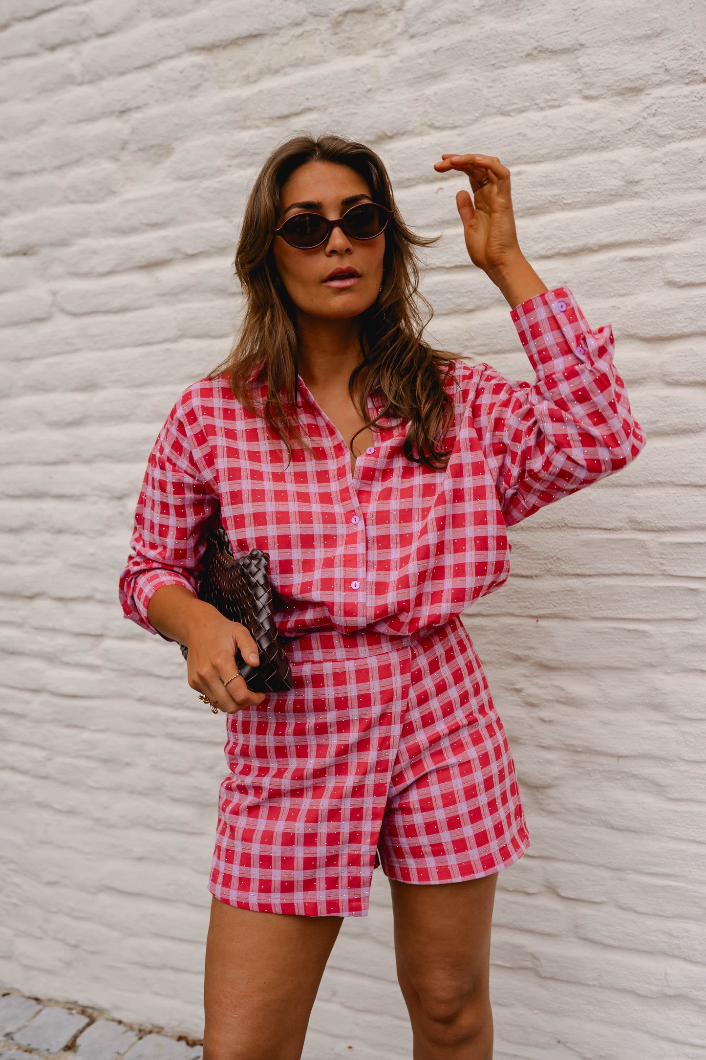Red And Pink Plaid Cyrille Skort