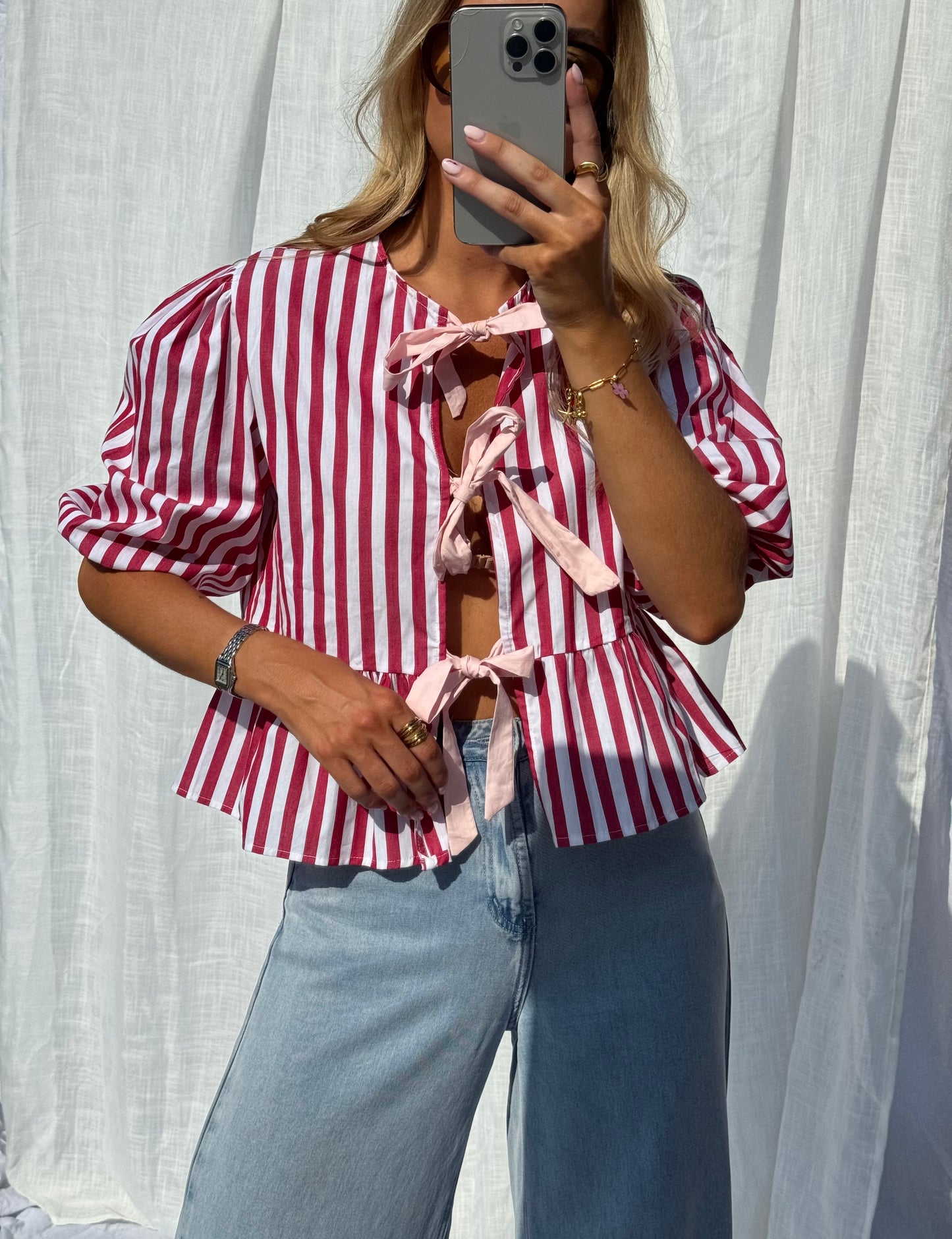 Red Striped Gillie Blouse