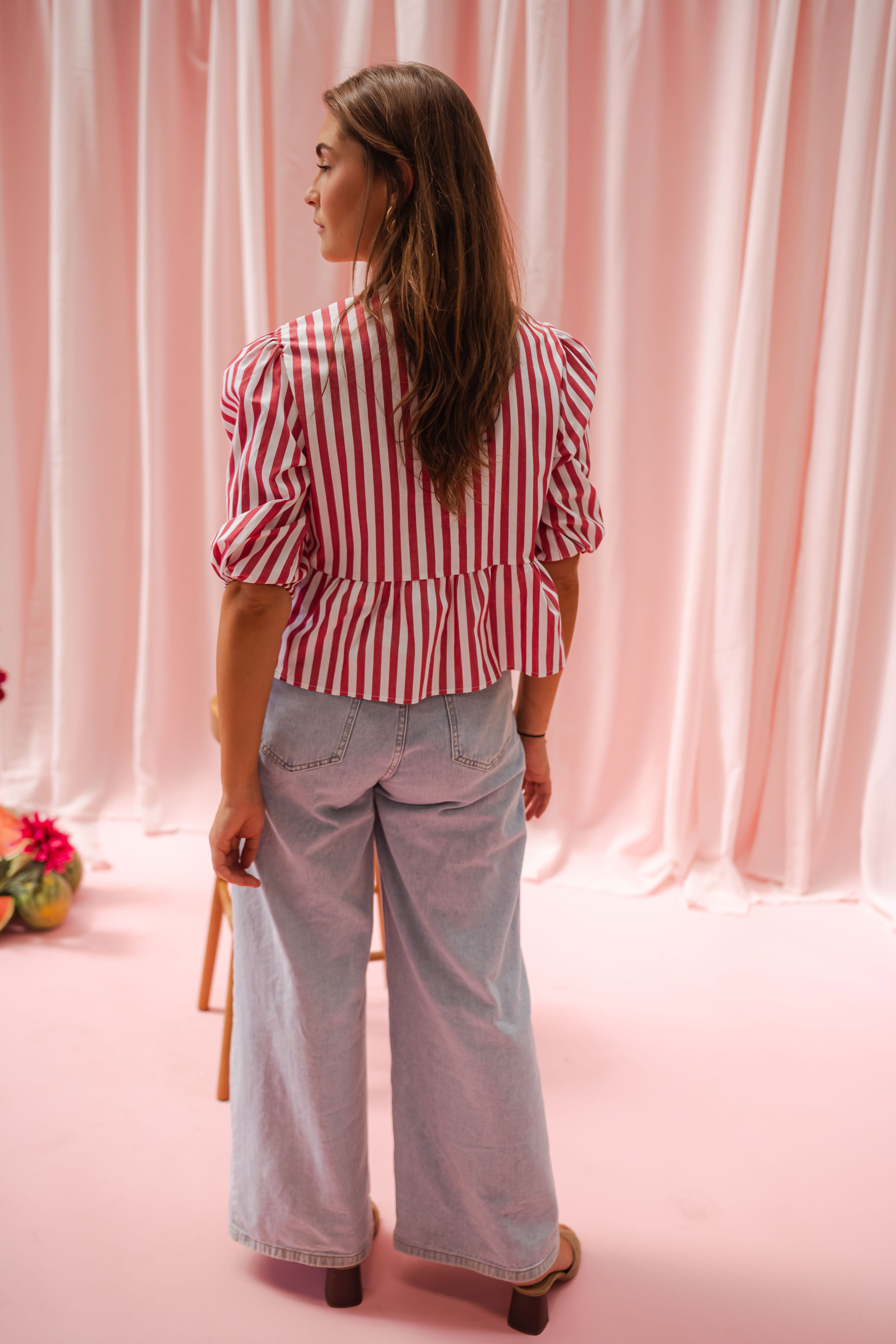 Red Striped Gillie Blouse
