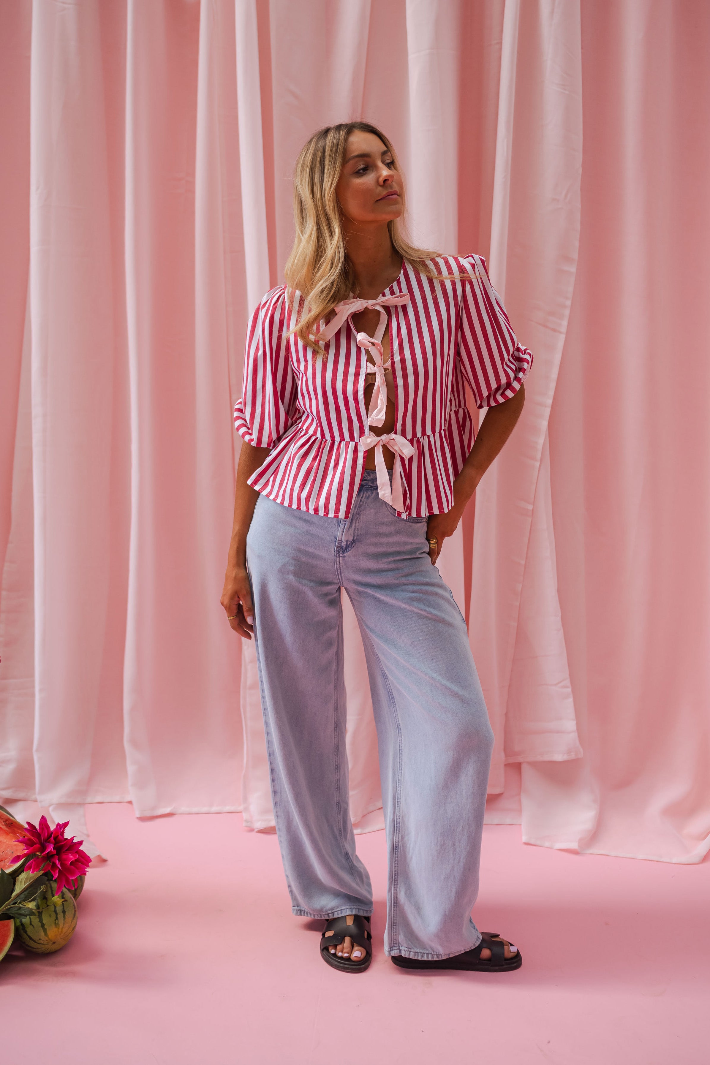 Red Striped Gillie Blouse