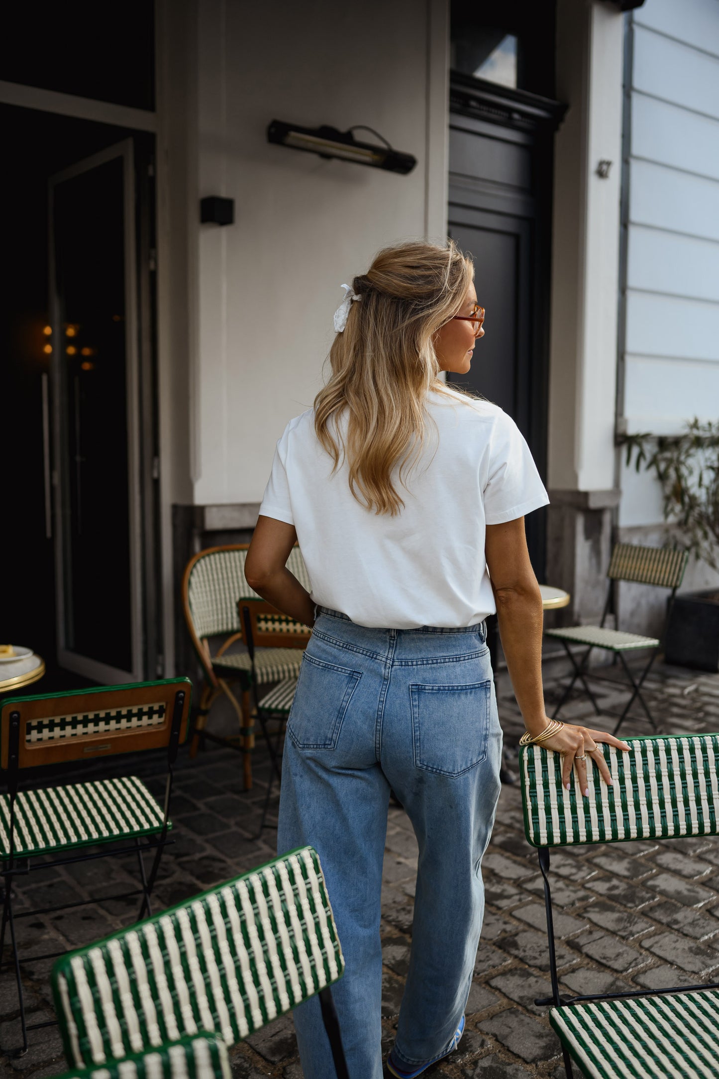 White With Blue Heart Aly T-Shirt