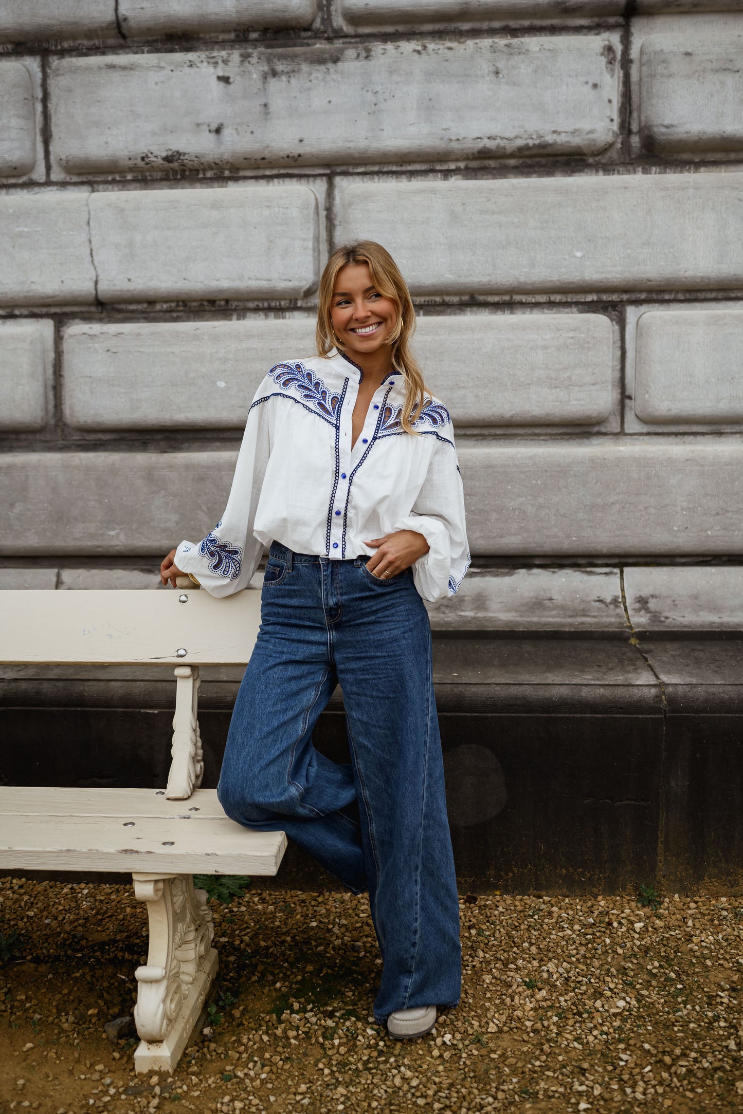 White and Blue Nadege Shirt