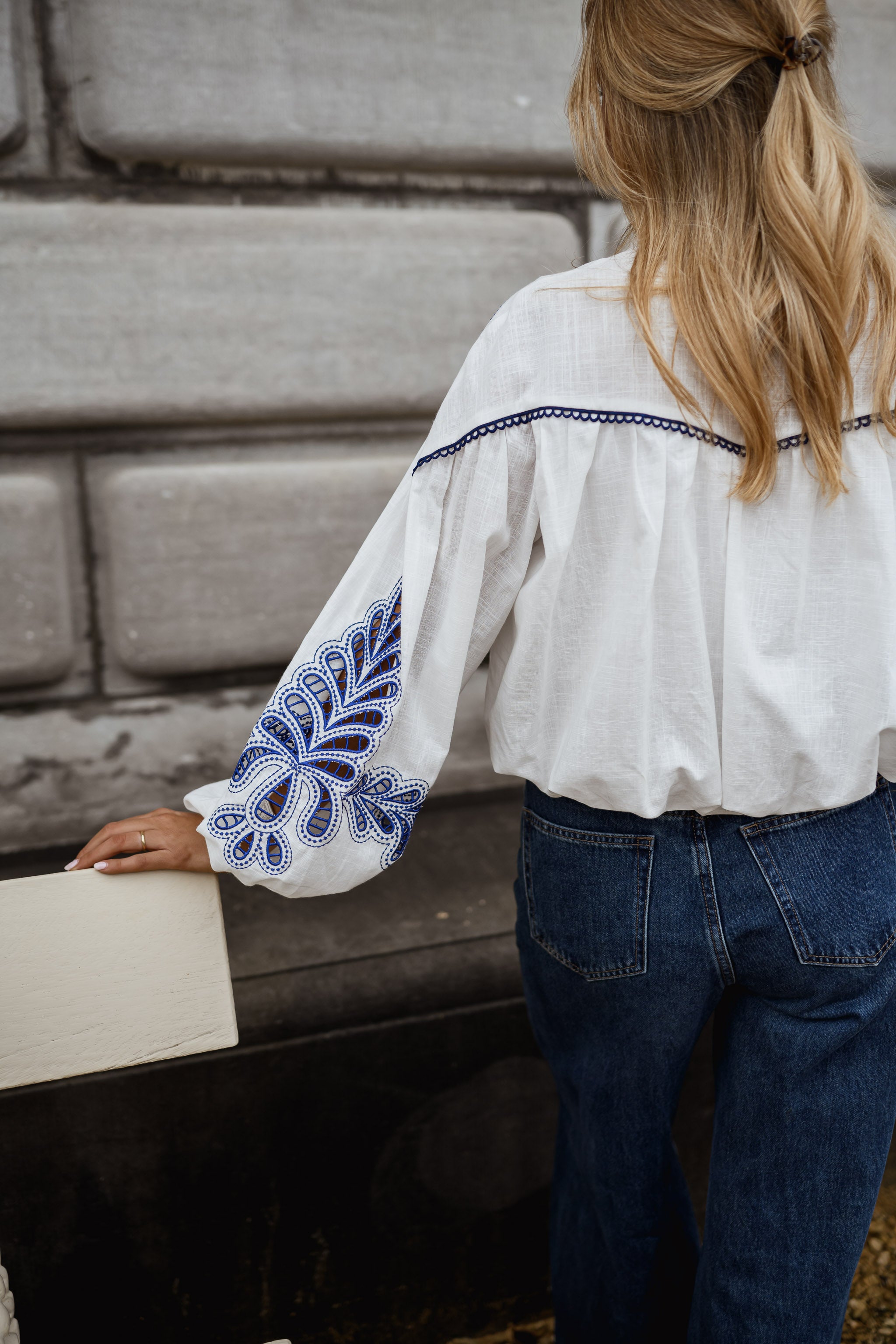 White and Blue Nadege Shirt