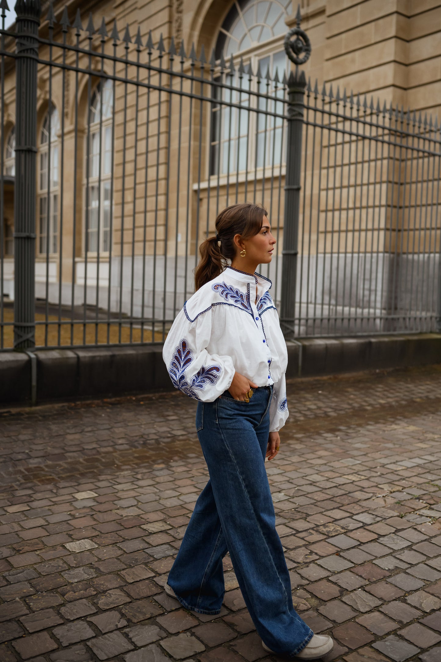 White and Blue Nadege Shirt
