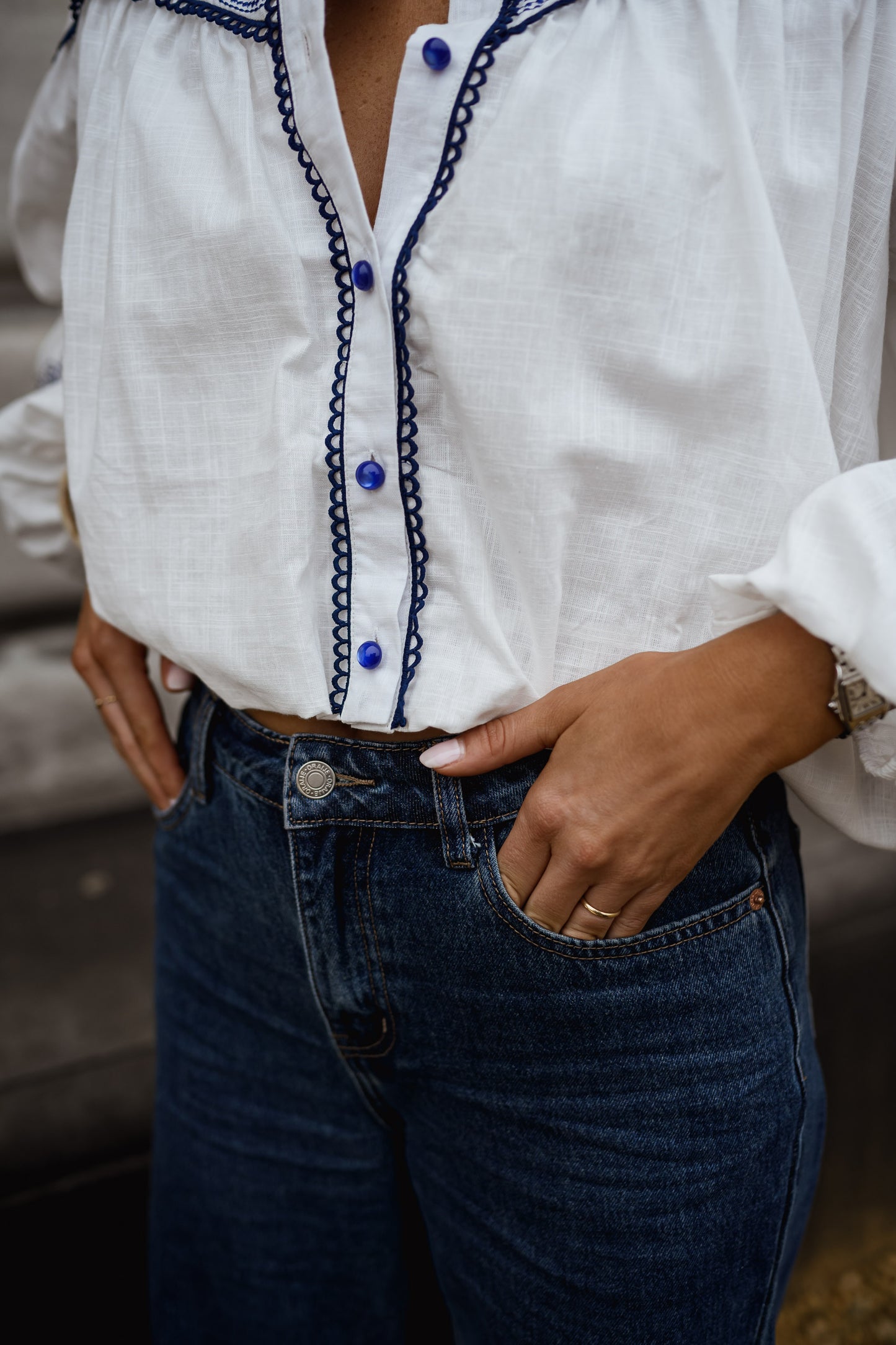 White and Blue Nadege Shirt