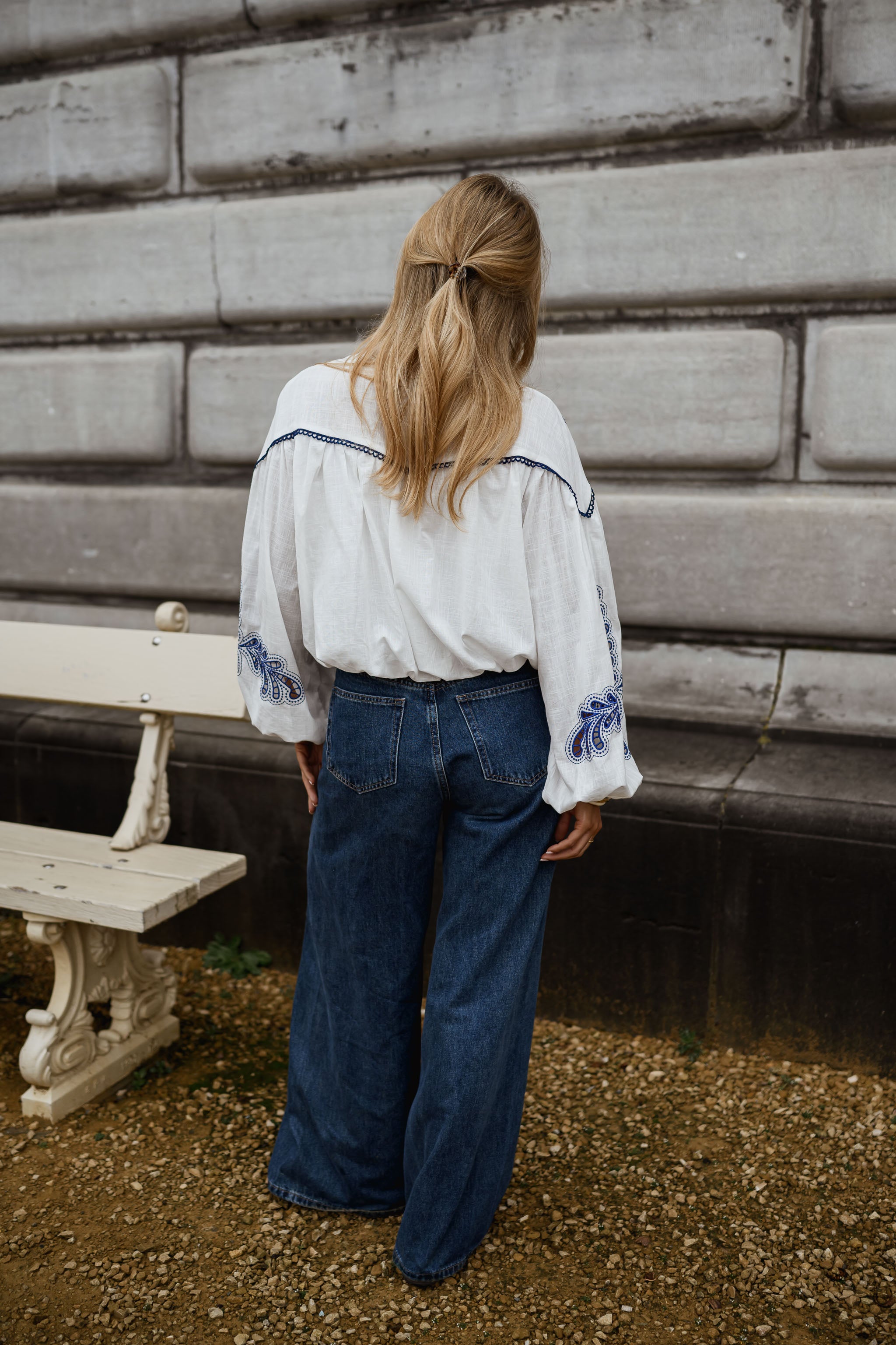 White and Blue Nadege Shirt