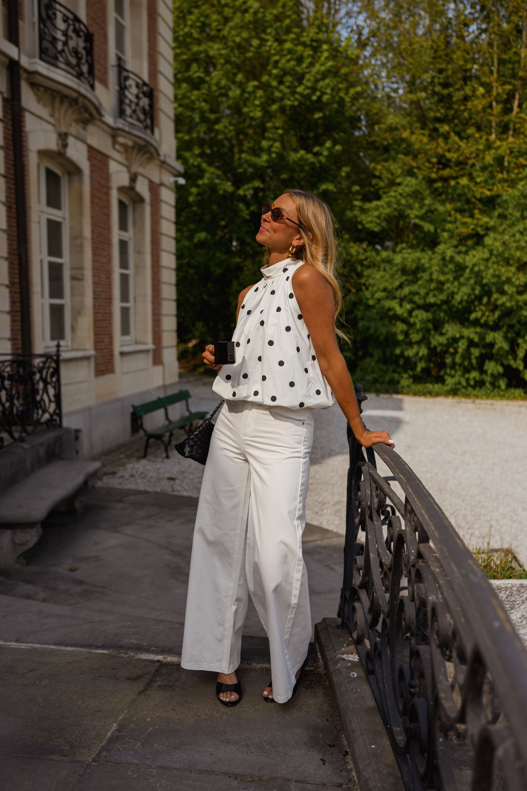 White Polka Dot Cipriani Top
