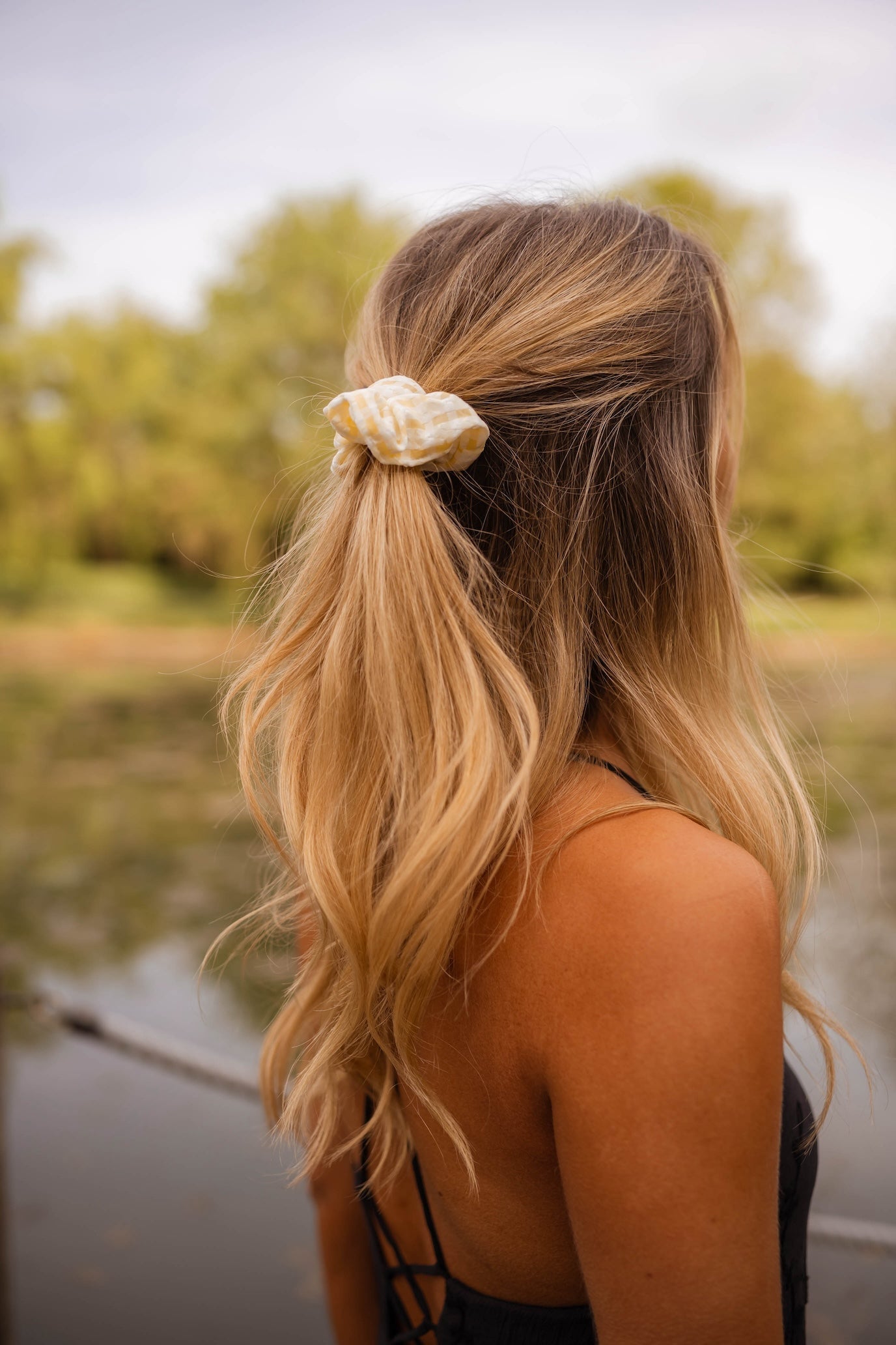 Yellow Gingham Loya Scrunchie