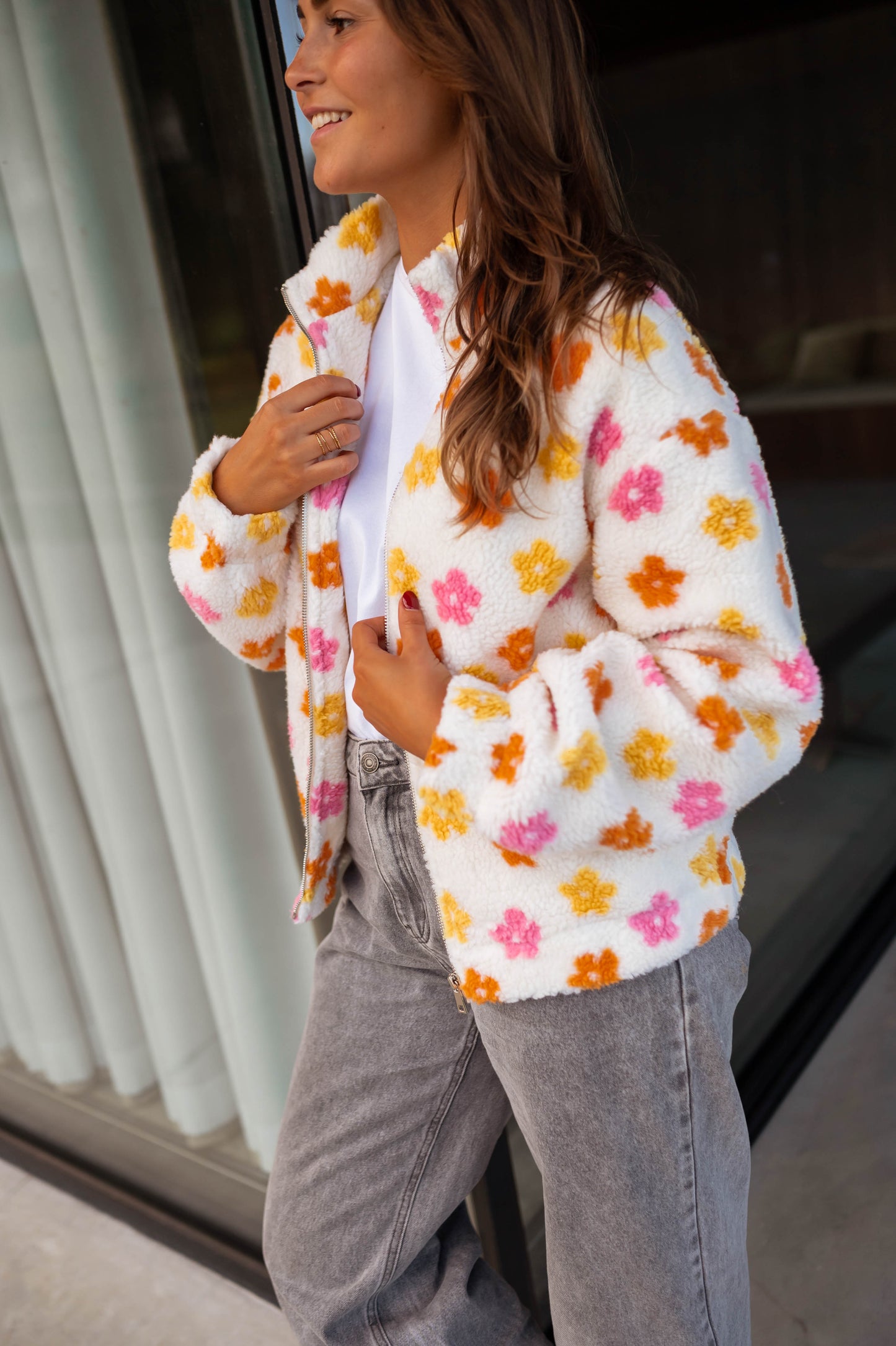 Ecru Floral Danilo Polar Fleece Jacket