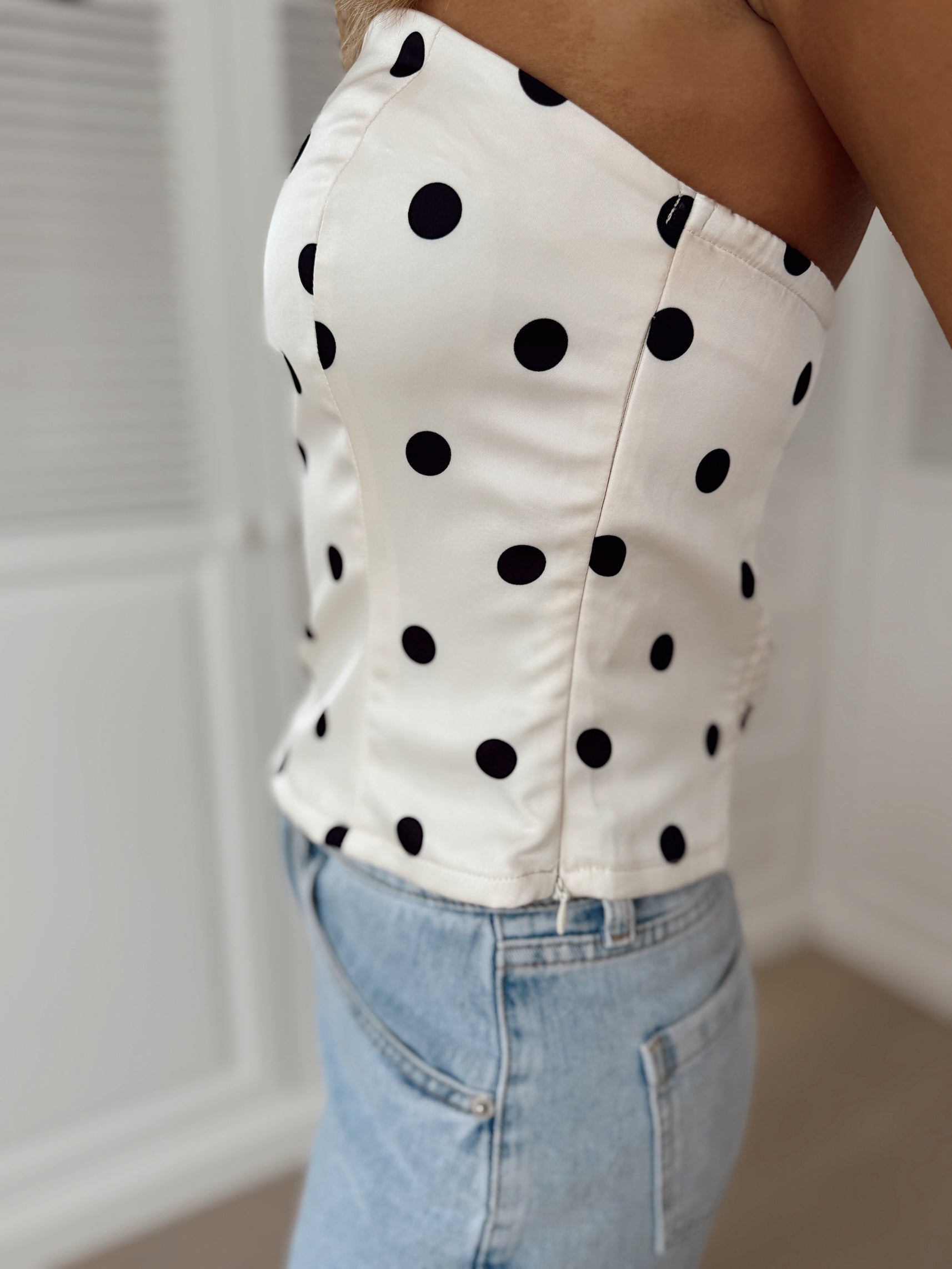 Ecru Polka Dots Martial Top