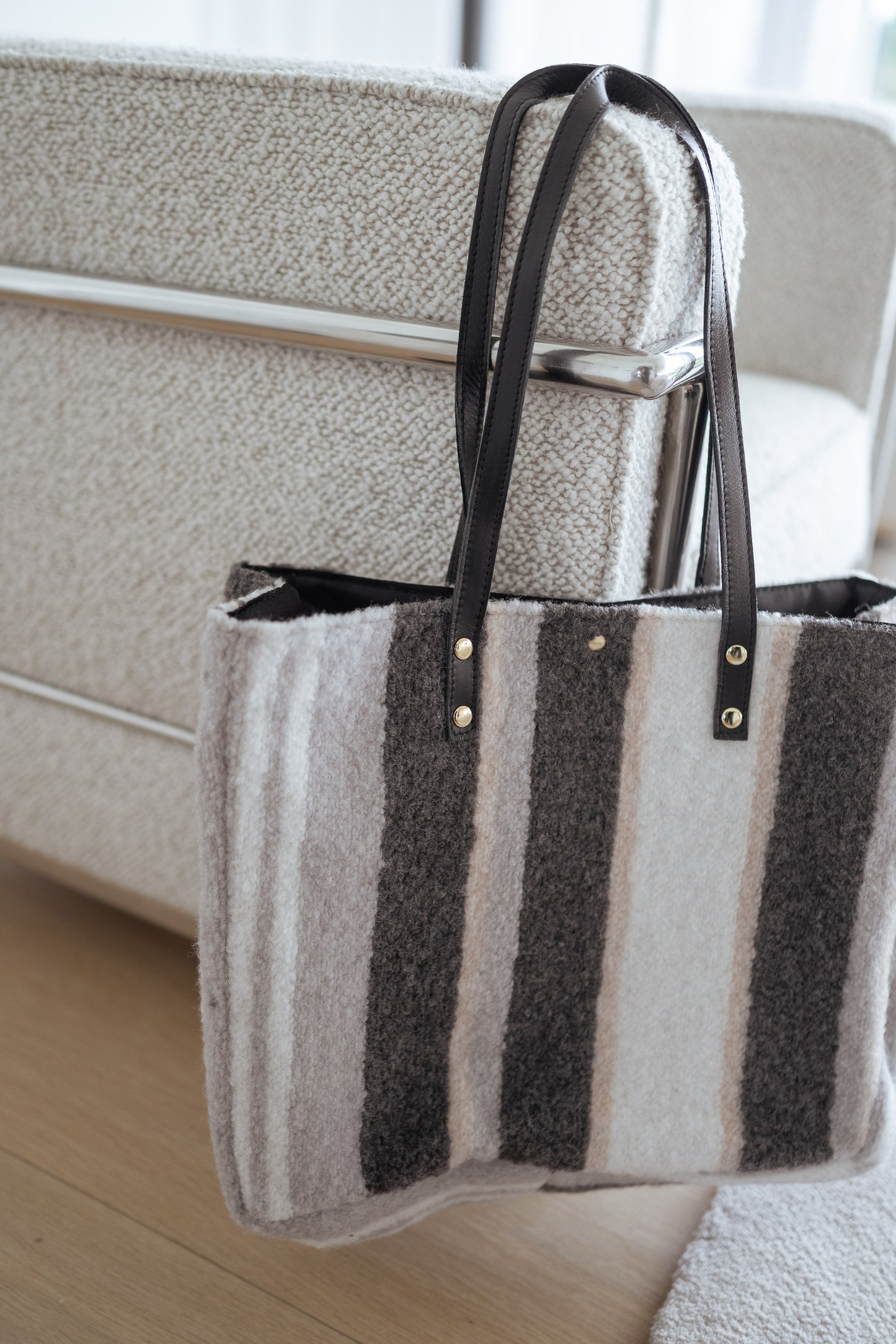 Grey Leah Striped Bag