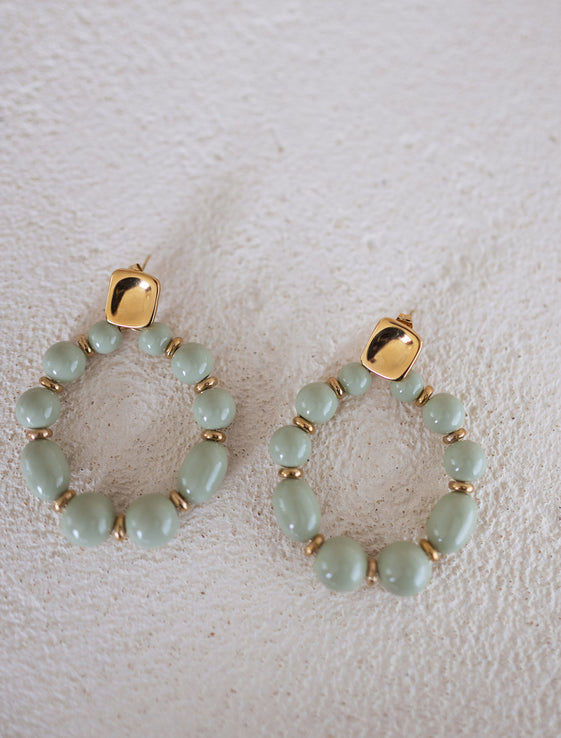 Golden and Green Loda Earrings