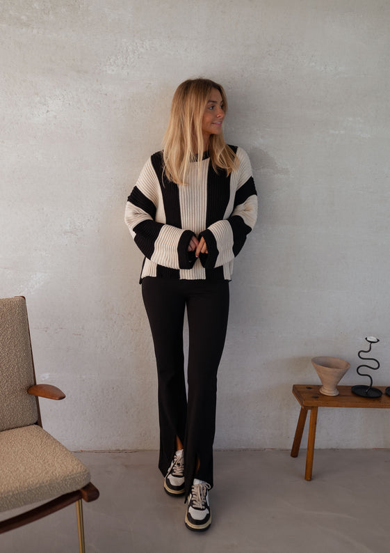 Ecru and Black Masson Sweater