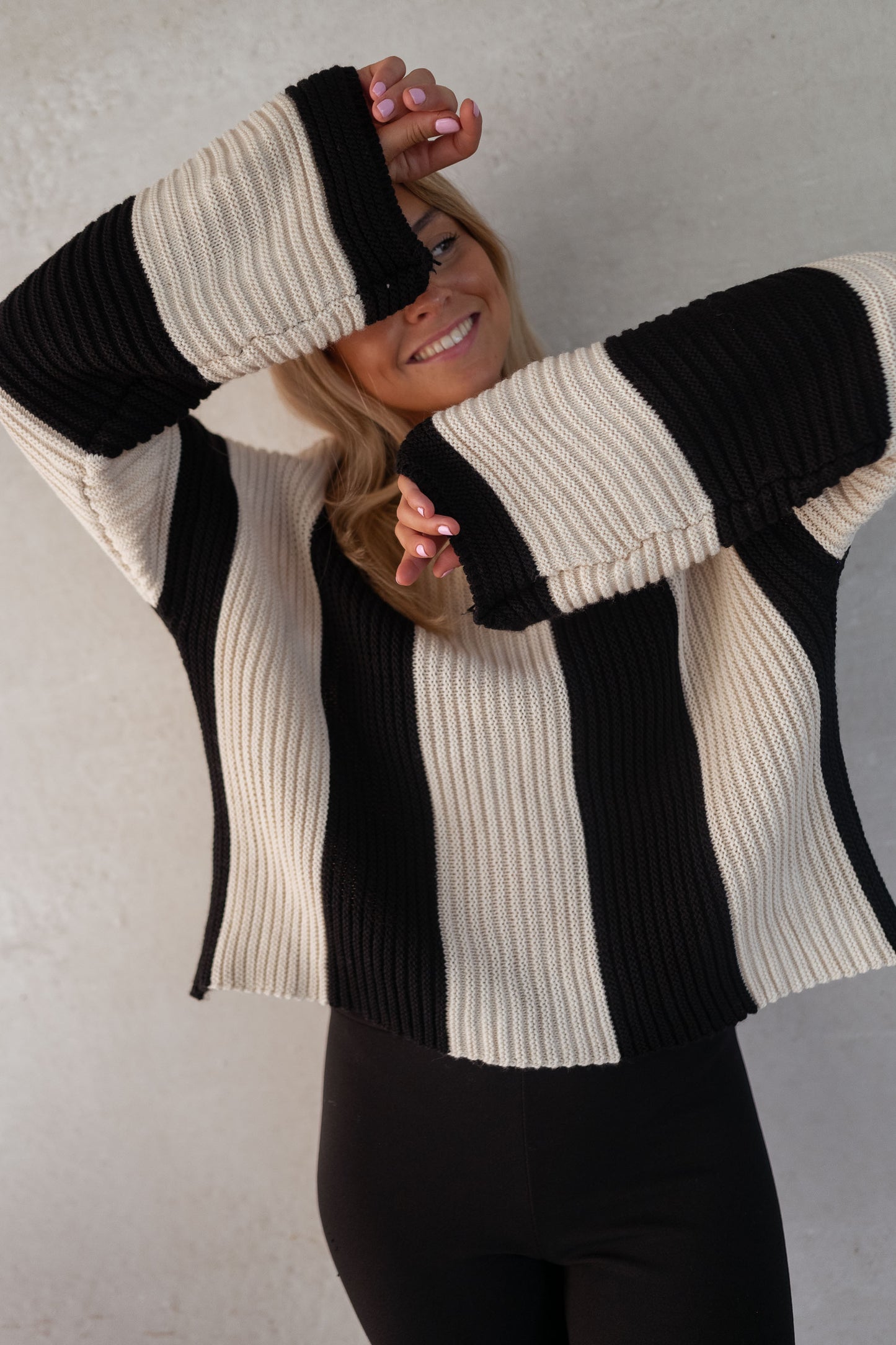 Ecru and Black Masson Sweater